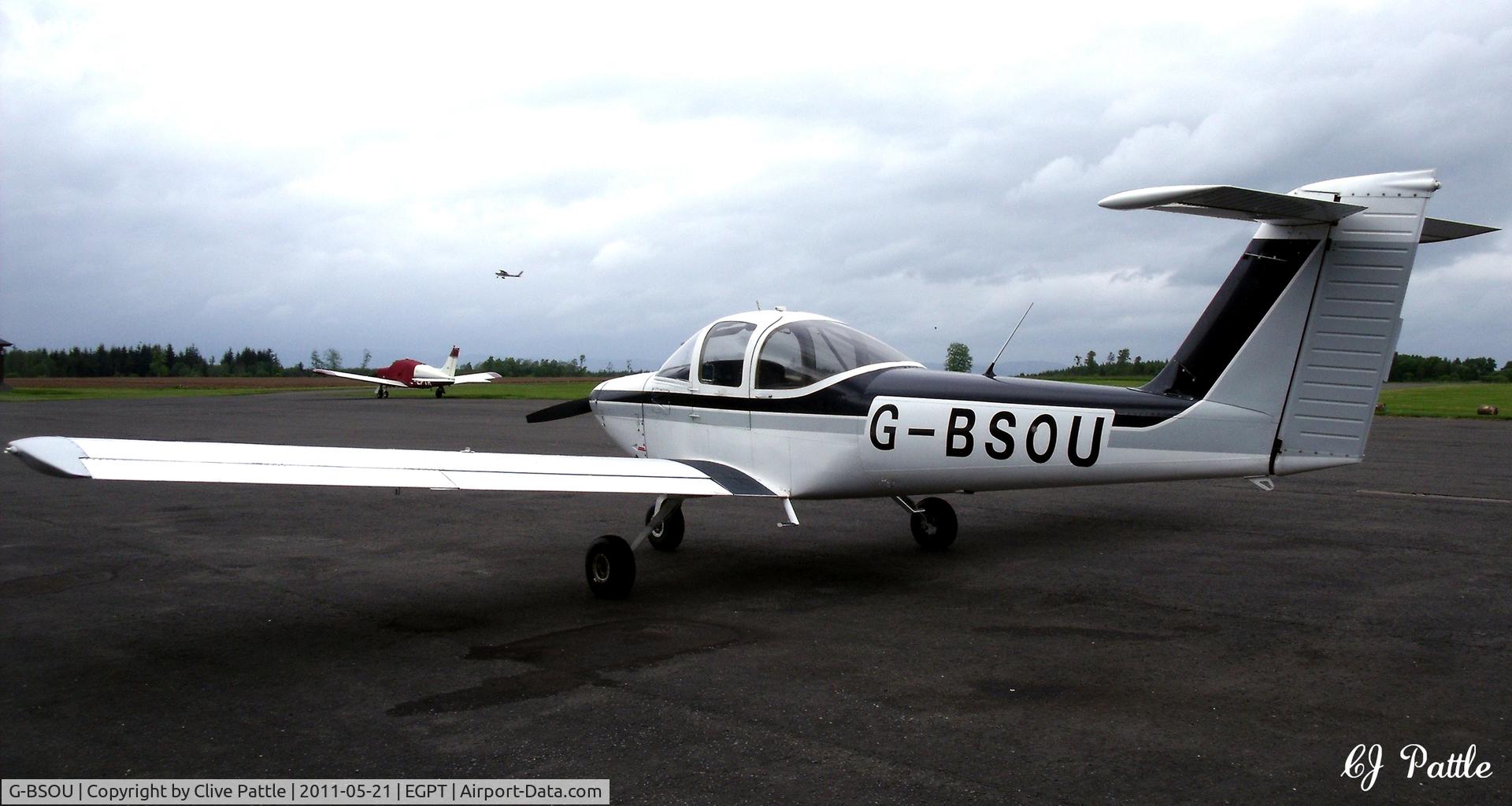 G-BSOU, 1981 Piper PA-38-112 Tomahawk Tomahawk C/N 38-81A0130, Parked up at Perth EGPT