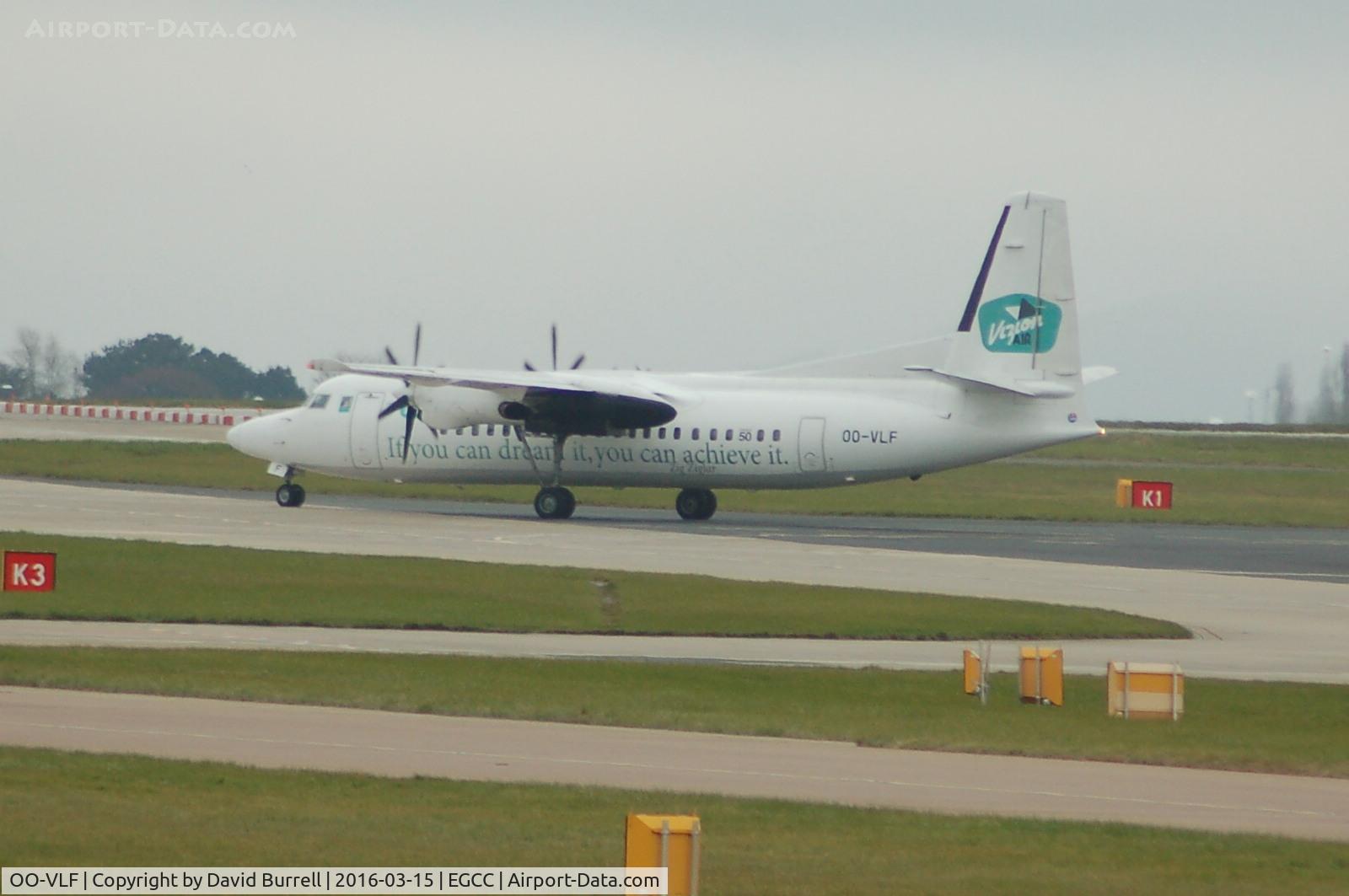 OO-VLF, 1991 Fokker 50 C/N 20208, Vizion Air (VLM Airlines) Fokker 50 OO-VLF Manchester Airport