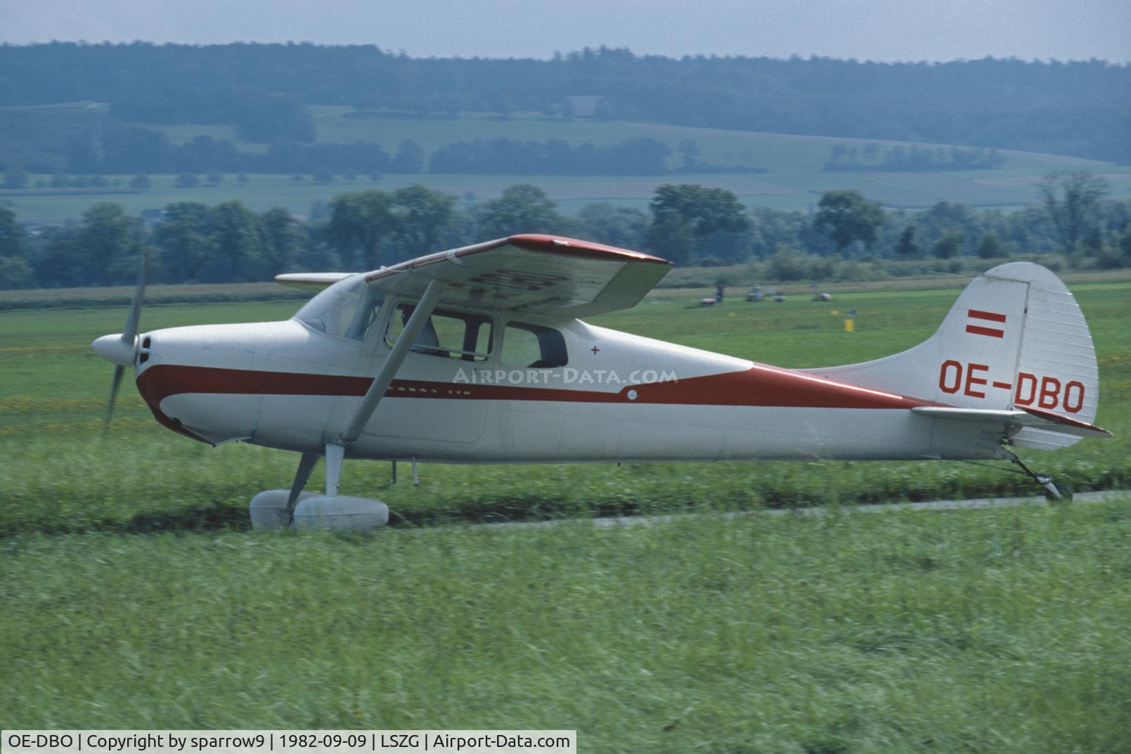 OE-DBO, 1955 Cessna 170B C/N 27036, Taxying to rway 25 at Grenchen on a gloomy day.
Scanned from a slide.