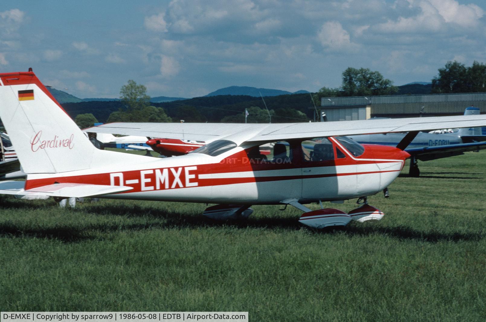 D-EMXE, 1968 Cessna 177 Cardinal Cardinal C/N 17701149, At IGM Baden-Oos (Aircraft market). Scanned from a slide.