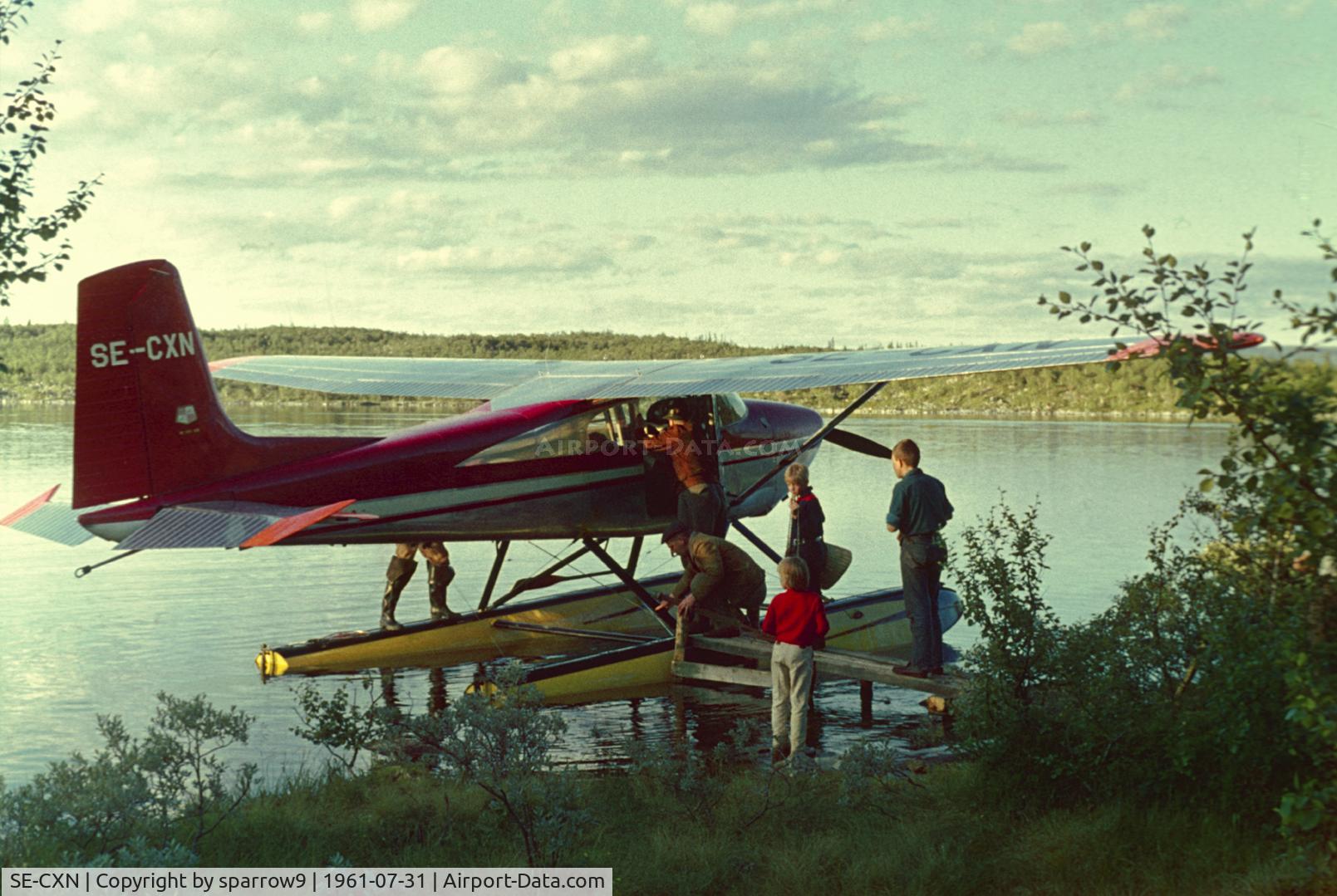 SE-CXN, 1960 Cessna 180D C/N 18050969, That is what seaplanes are for: flying to remote areas:Haesjoen-lake, Jaemtland. It is still registered.Scanned from a slide.