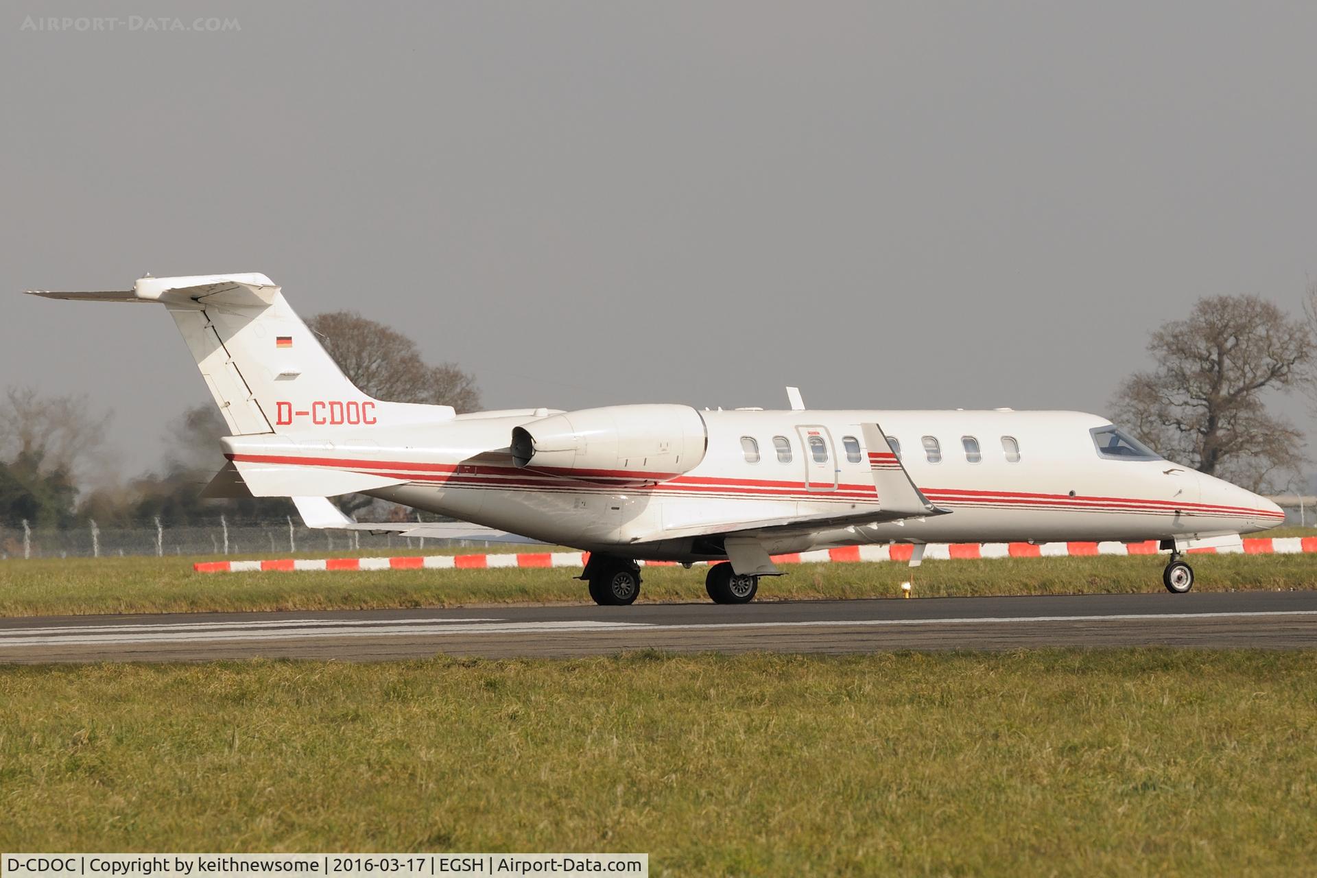 D-CDOC, 1998 Learjet 45 C/N 45-018, Leaving Norwich.
