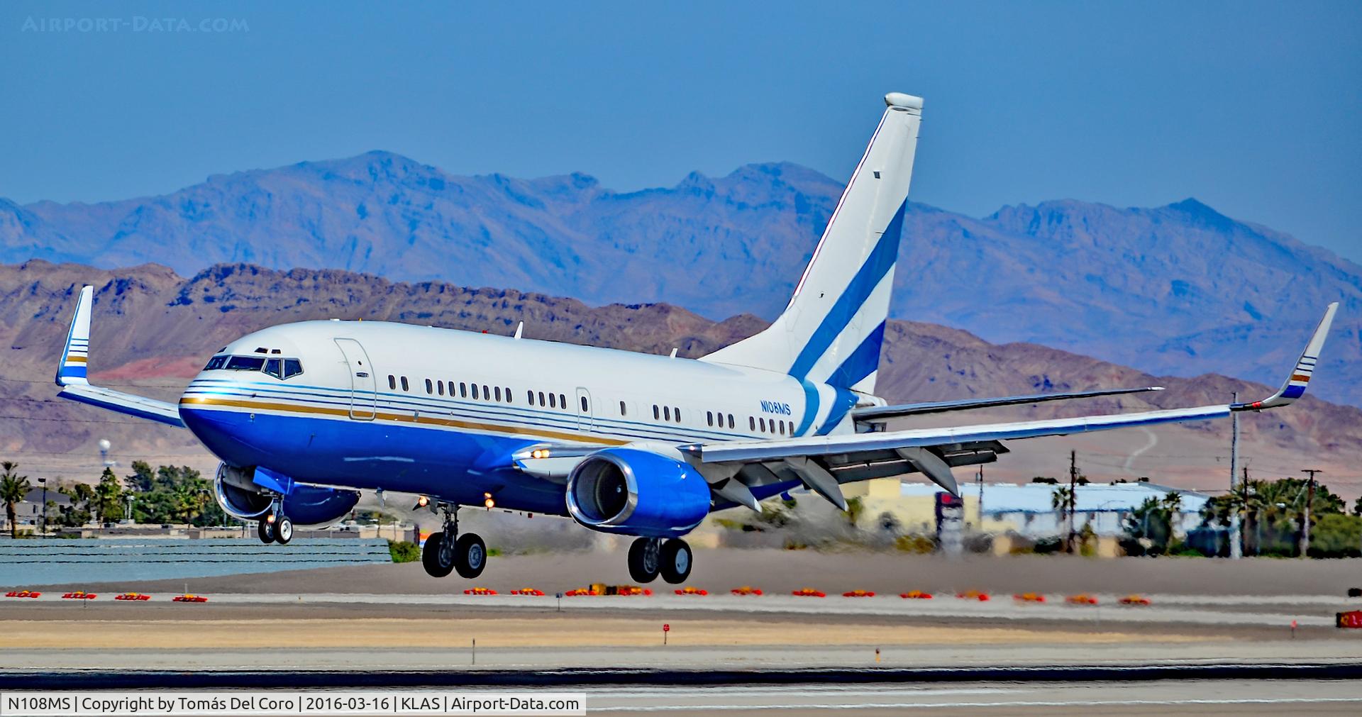 N108MS, 2002 Boeing 737-7BC C/N 33102, N108MS Las Vegas Sands 2002 Boeing 737-7BC(BBJ) serial 33102 / 1111 - Las Vegas - McCarran International (LAS / KLAS)
USA - Nevada, March 16, 2016
Photo: Tomás Del Coro