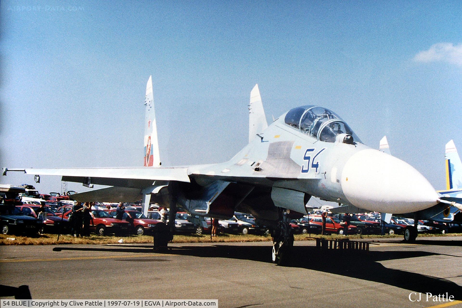 54 BLUE, Sukhoi Su-30 C/N 96310104010, Uzbekistan A.F. at RIAT 1997 RAF Fairford EGVA