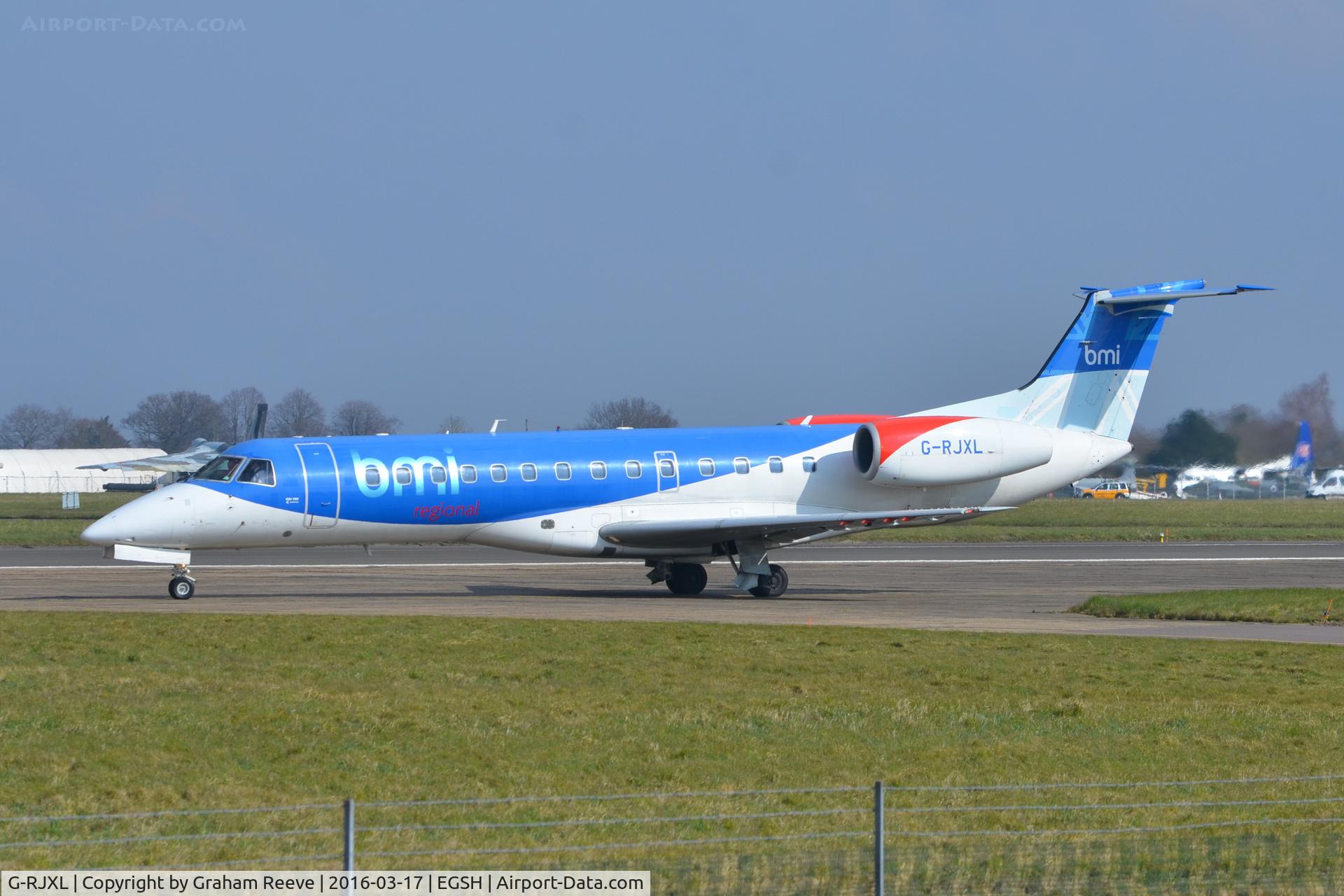 G-RJXL, 2001 Embraer ERJ-135ER (EMB-135ER) C/N 145376, About to line up for departure from Norwich.