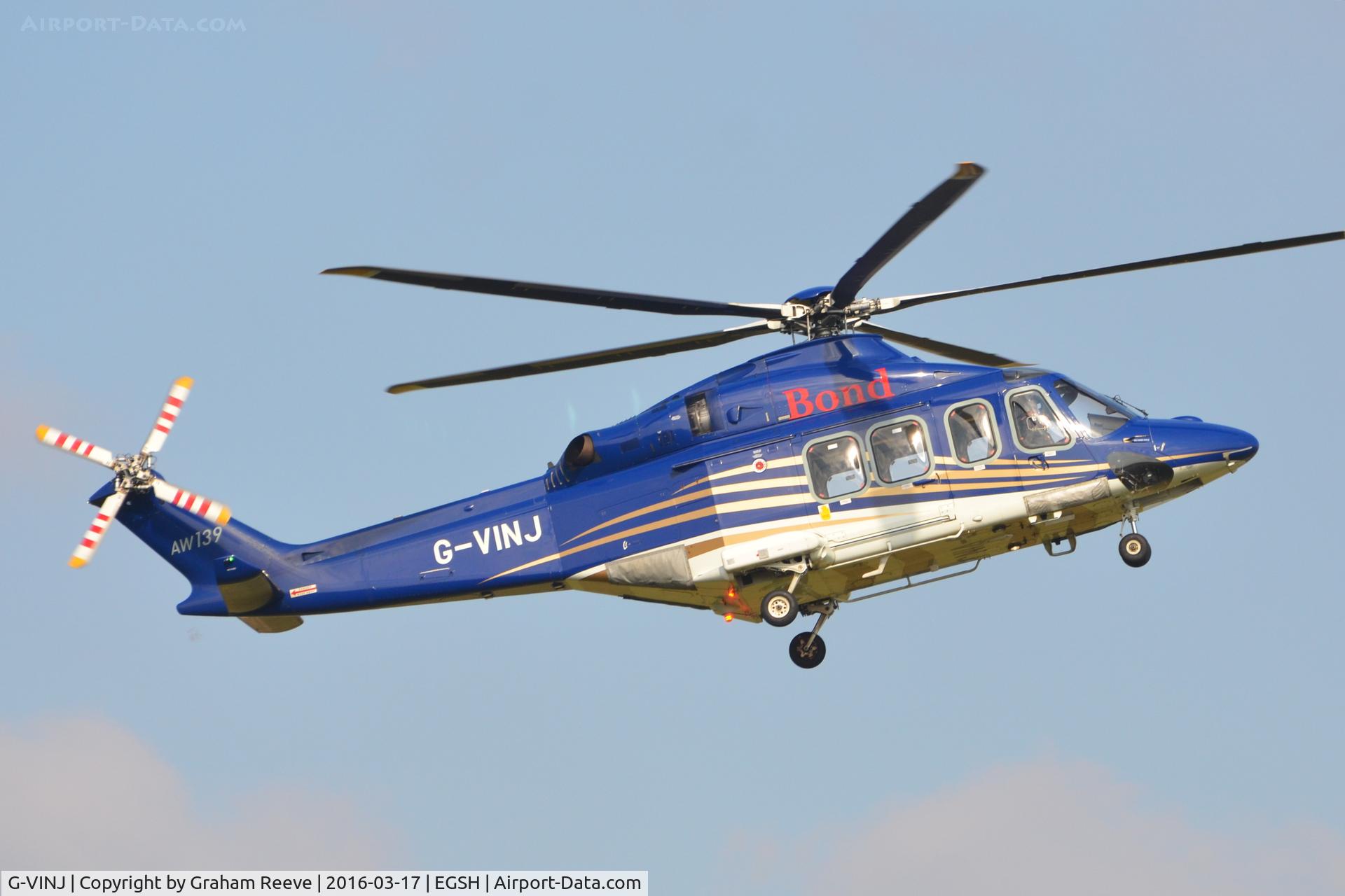 G-VINJ, 2013 AgustaWestland AW-139 C/N 41355, Landing at Norwich.