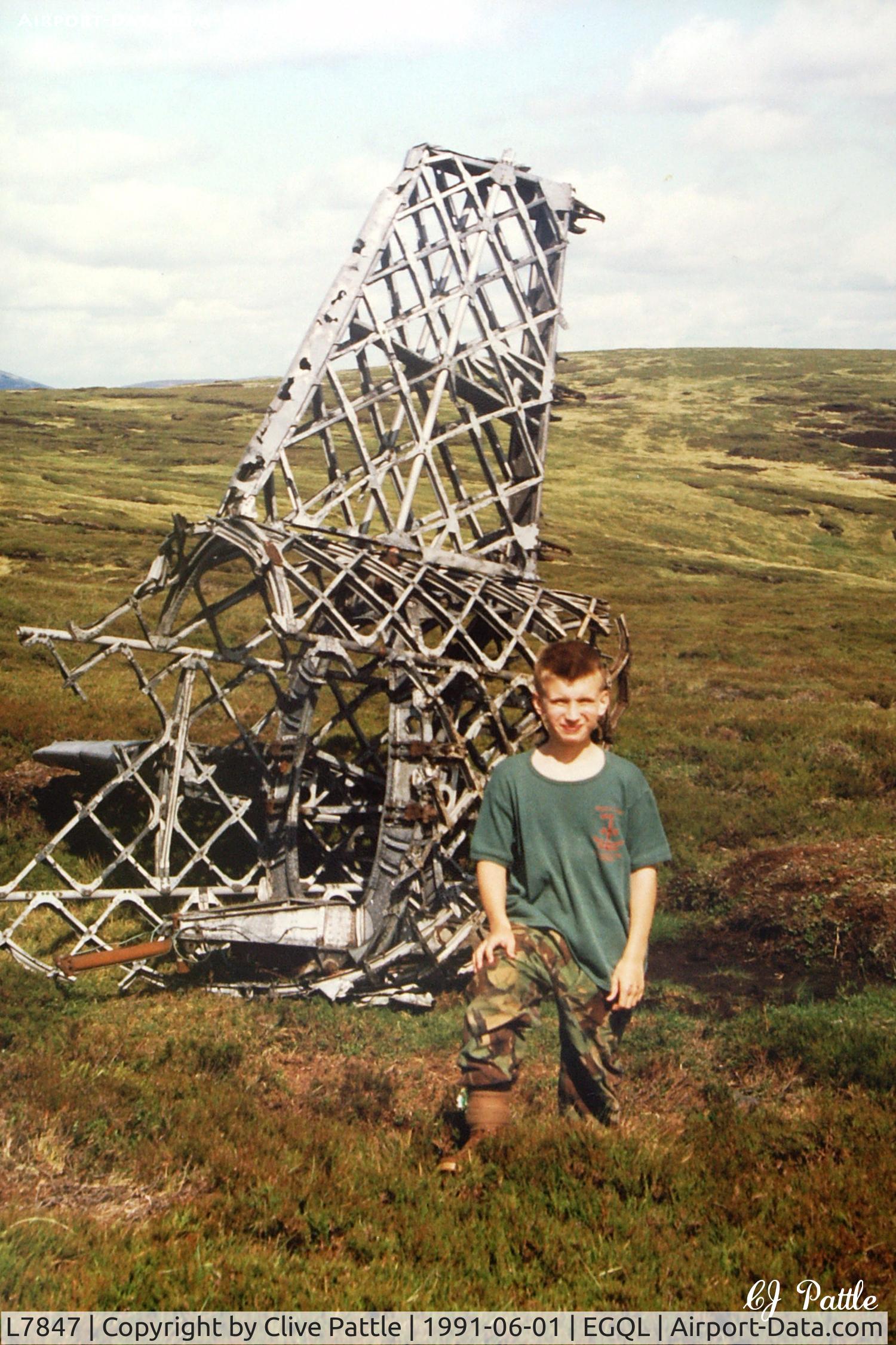 L7847, Vickers Wellington 1A C/N Not found L7847, Tail remains in situ at Muckle Cairn / Tom Titlach on the hills above Glen Esk in Angus, Scotland having crashed August 1942 on a training flight from RAF Lossiemouth. Uploaded for historical purposes. EGQL used for reference only.