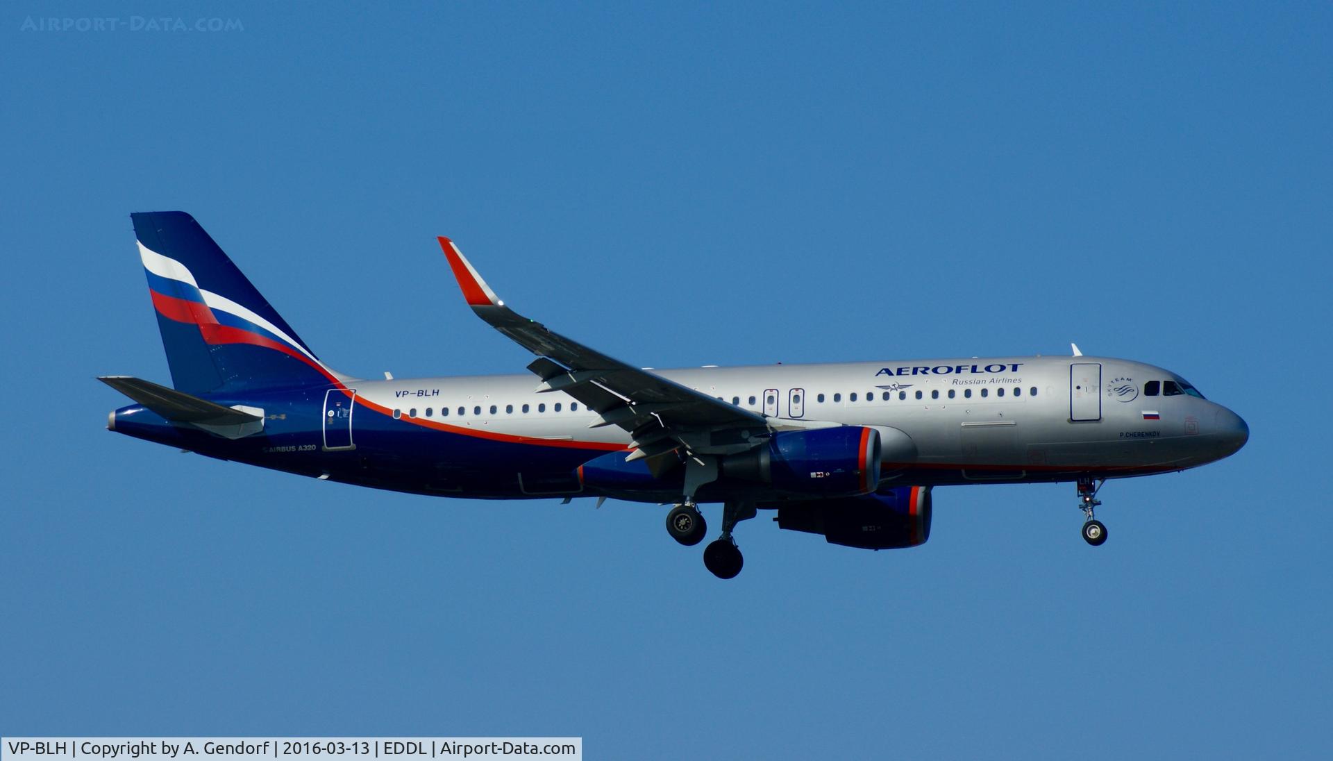 VP-BLH, 2013 Airbus A320-214 C/N 5565, Aeroflot, is here on finals at Düsseldorf Int'l(EDDL)