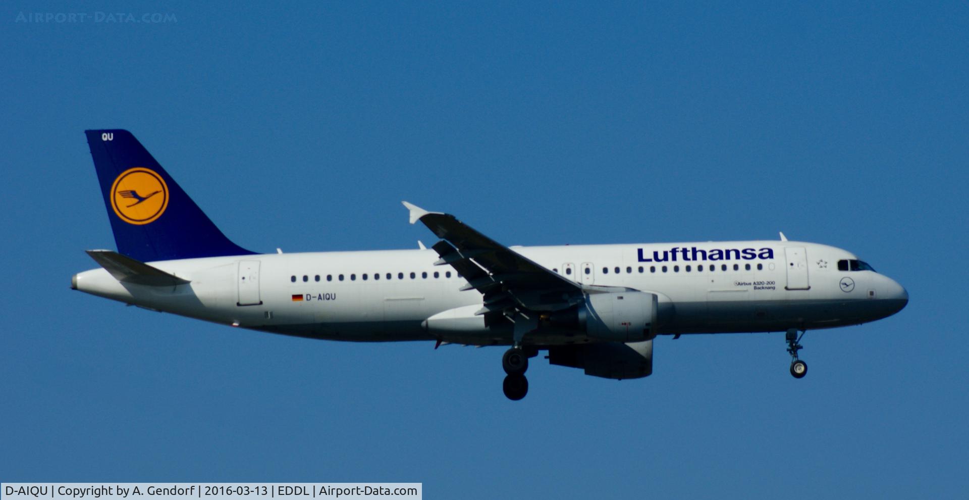 D-AIQU, 2000 Airbus A320-211 C/N 1365, Lufthansa, is here landing at Düsseldorf Int'l(EDDL)