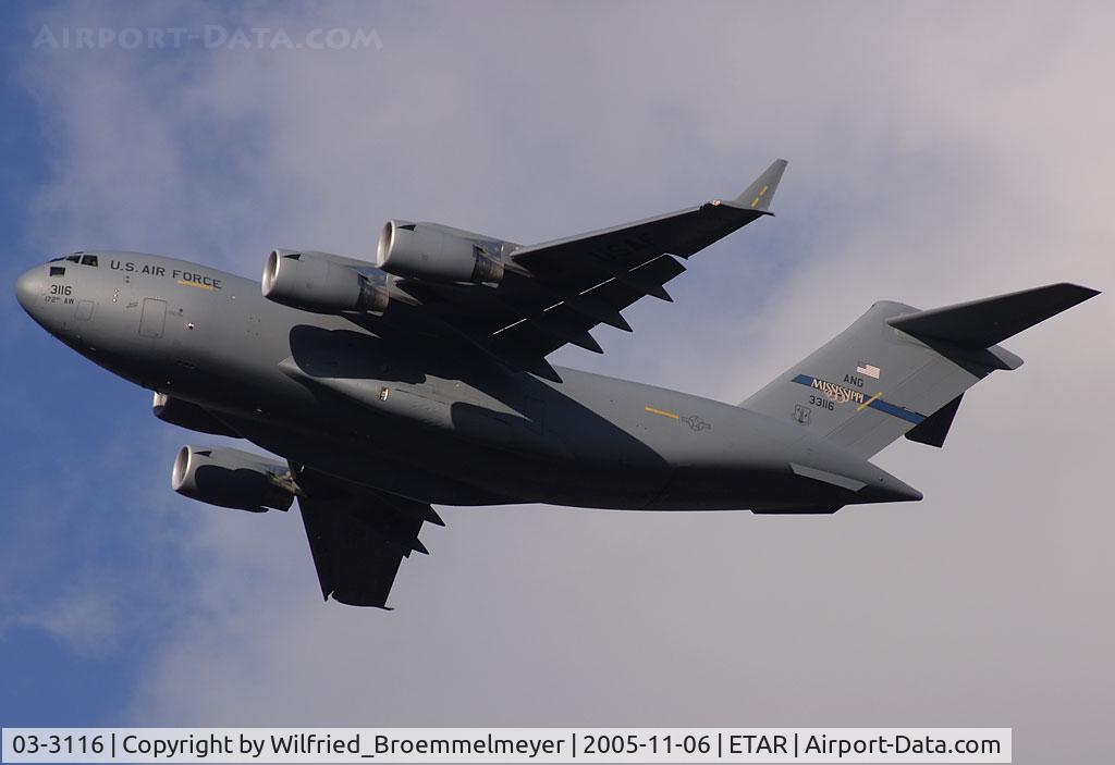03-3116, 2004 Boeing C-17A Globemaster III C/N F-123, Sunday afternoon activity - Evac mission