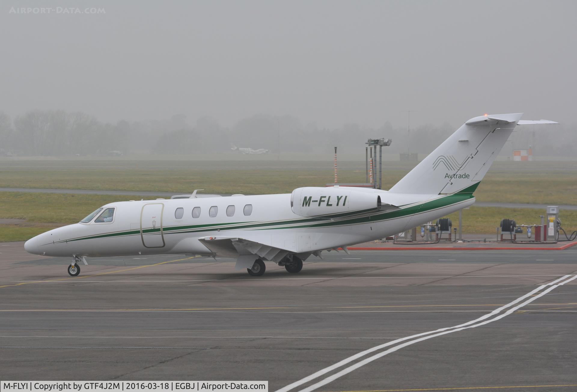 M-FLYI, 2012 Cessna 525C CitationJet CJ4 C/N 525C-0106, M-FLYI at Staverton 18.3.16