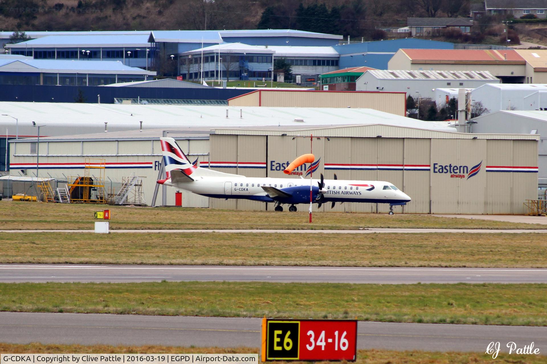 G-CDKA, 1993 Saab 2000 C/N 2000-006, Parked up at Aberdeen EGPD for maintenance