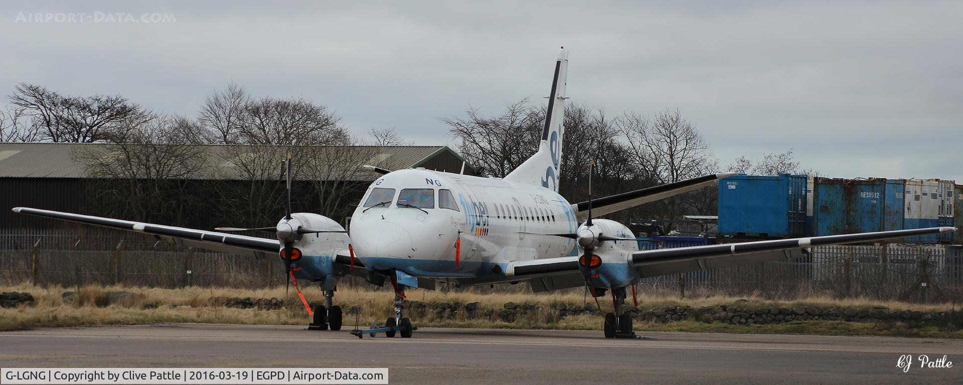 G-LGNG, 1992 Saab SF340B C/N 340B-327, Parked up at the BMI engineering hangar at Aberdeen EGPD
