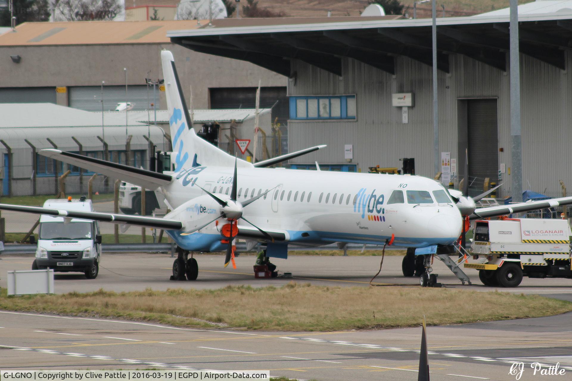 G-LGNO, 1995 Saab 2000 C/N 2000-013, Parked up at Aberdeen EGPD