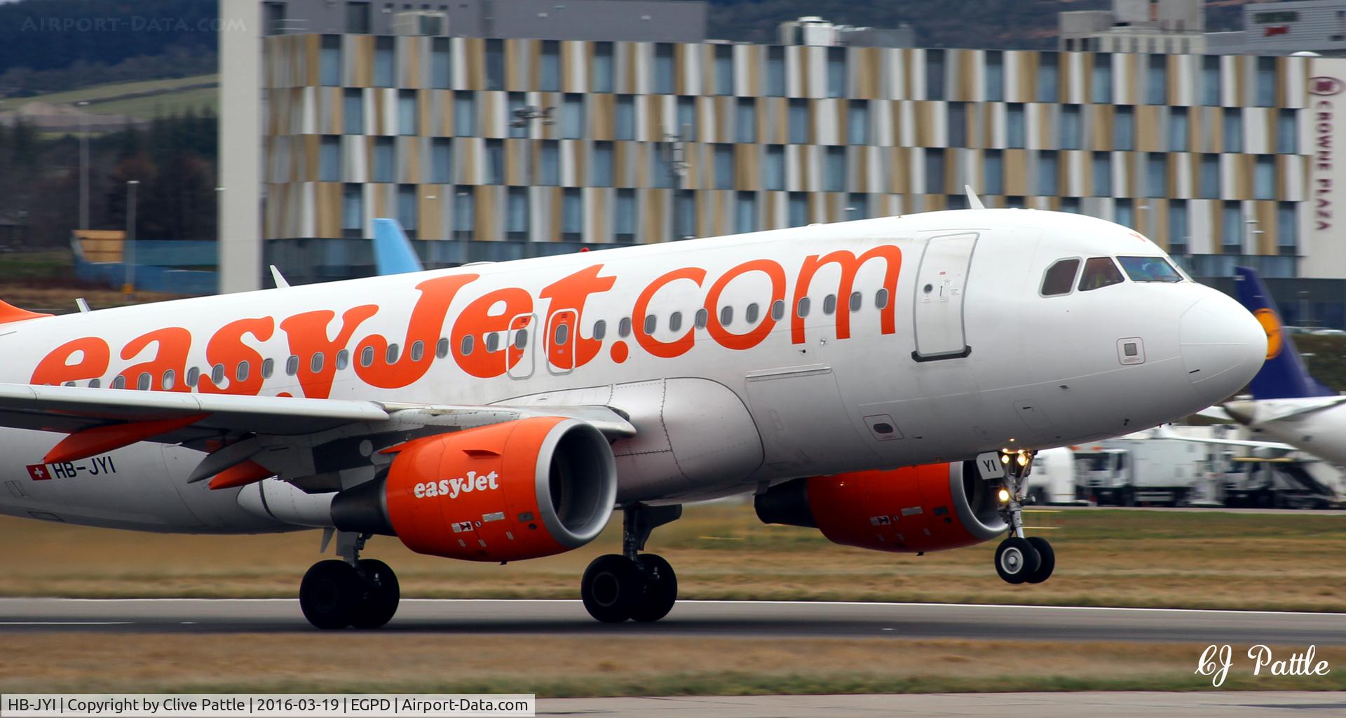 HB-JYI, 2011 Airbus A319-111 C/N 4744, Take off action at Aberdeen EGPD on the Saturday weekly flt from/to Geneva