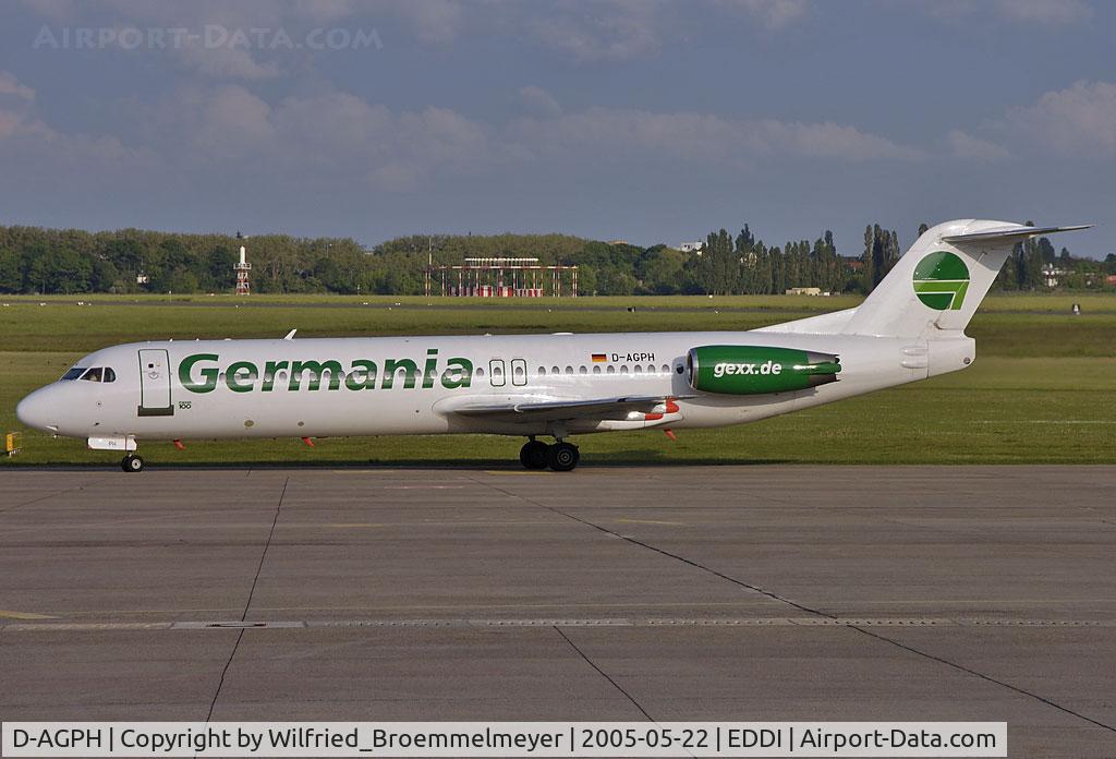 D-AGPH, 1990 Fokker 100 (F-28-0100) C/N 11308, Germania / Photo taken during a stopover at THF.