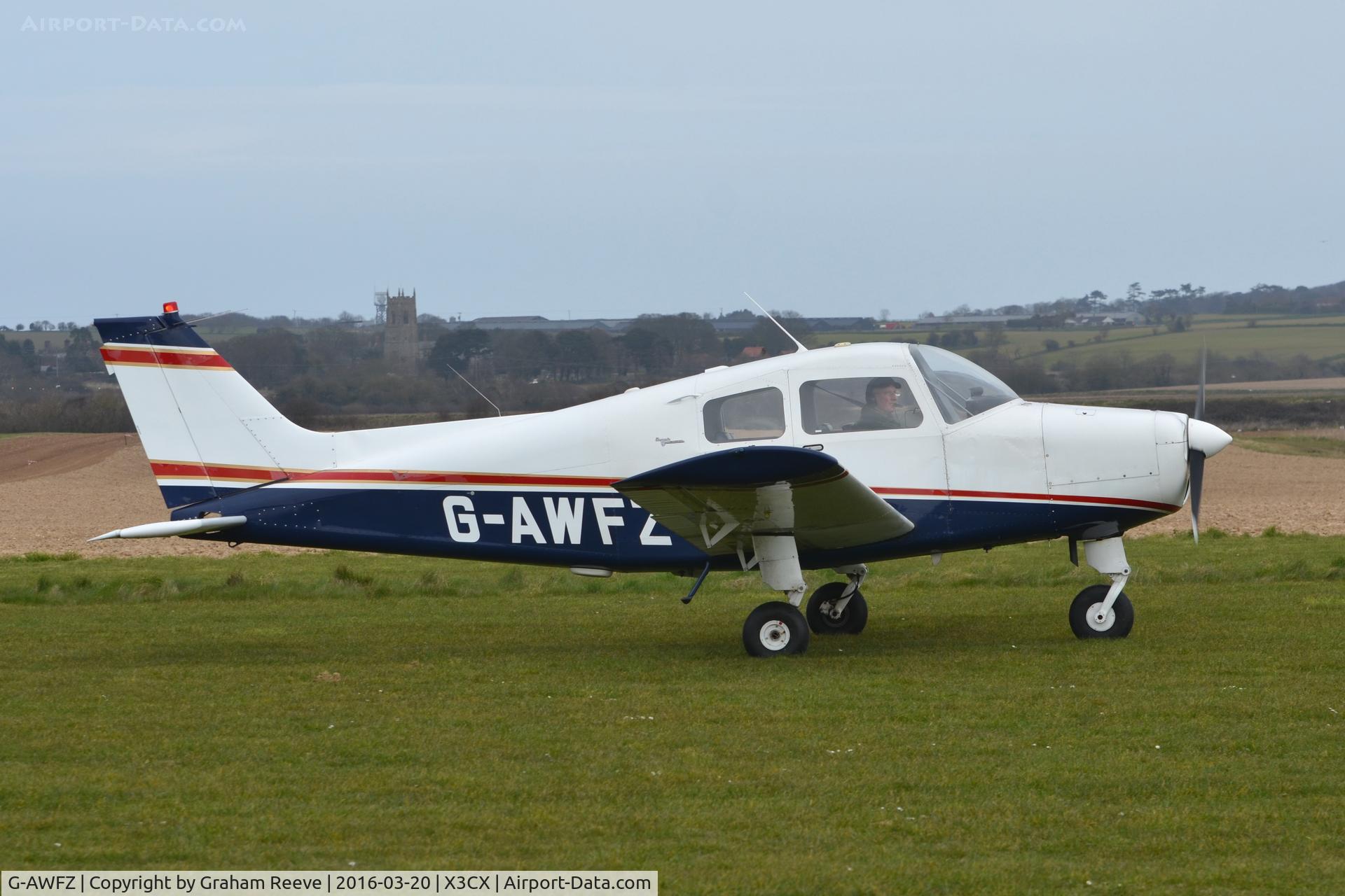 G-AWFZ, 1968 Beech A23-19 Musketeer Sport III C/N MB-323, Just landed at Northrepps.