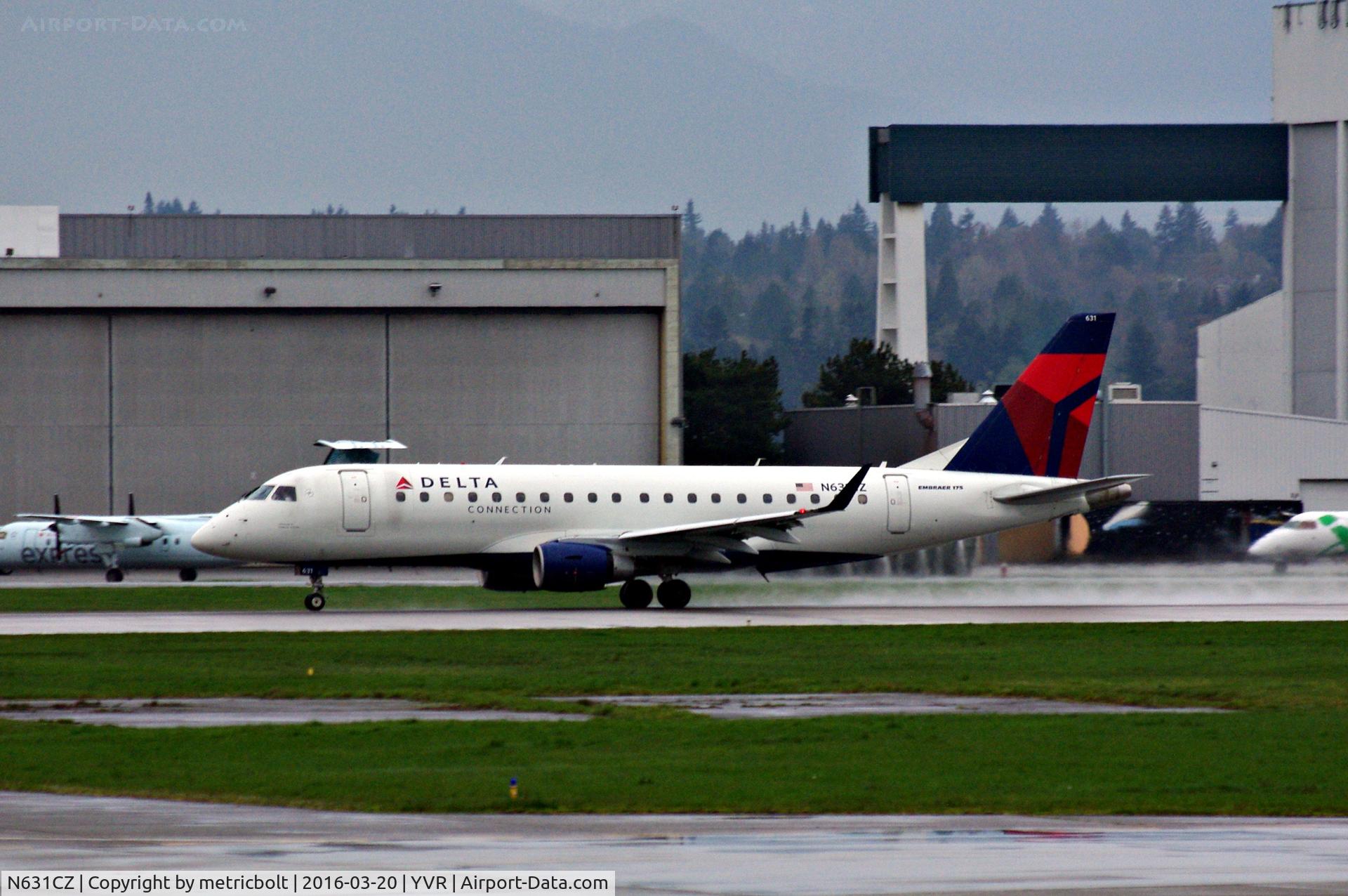 N631CZ, 2008 Embraer 175LR (ERJ-170-200LR) C/N 17000239, Departure from YVR