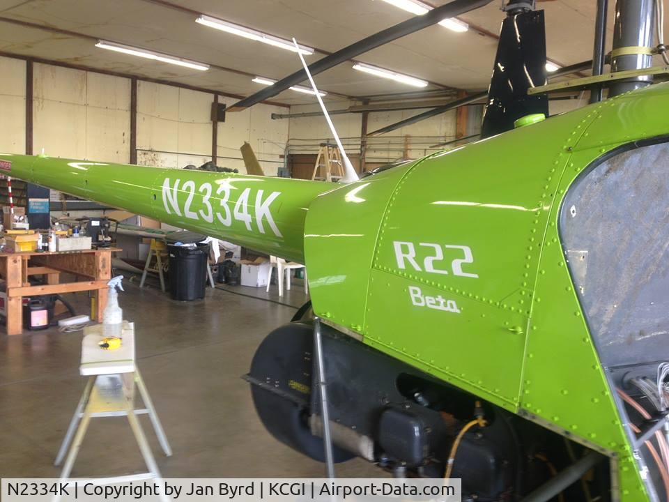 N2334K, 1992 Robinson R22 Beta C/N 2159, N2334K was striped and painted 2015.