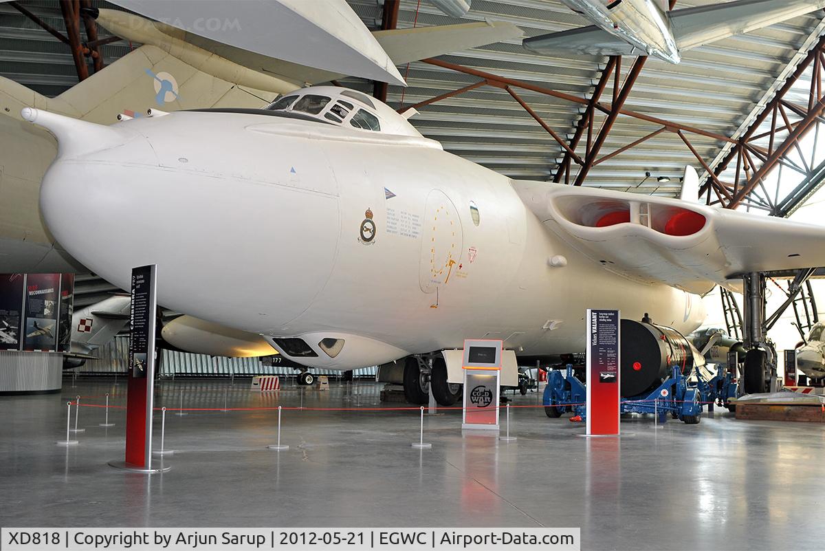XD818, 1956 Vickers Valiant BK.1 C/N Not Found XD875, Only complete Valiant out of 107 built that survives at RAF Museum Cosford, which also has on display a Victor and a Vulcan.  XD818 from No. 49 Sqn. dropped Britain's first live H-bomb in 1957 during Op. Grapple. It was converted to a tanker in 1961.