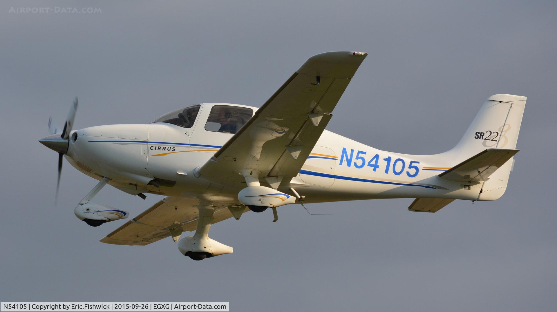 N54105, 2004 Cirrus SR22 G2 C/N 1139, 44. N54105 departing The Yorkshire Air Show, Church Fenton, Sept. 2015.