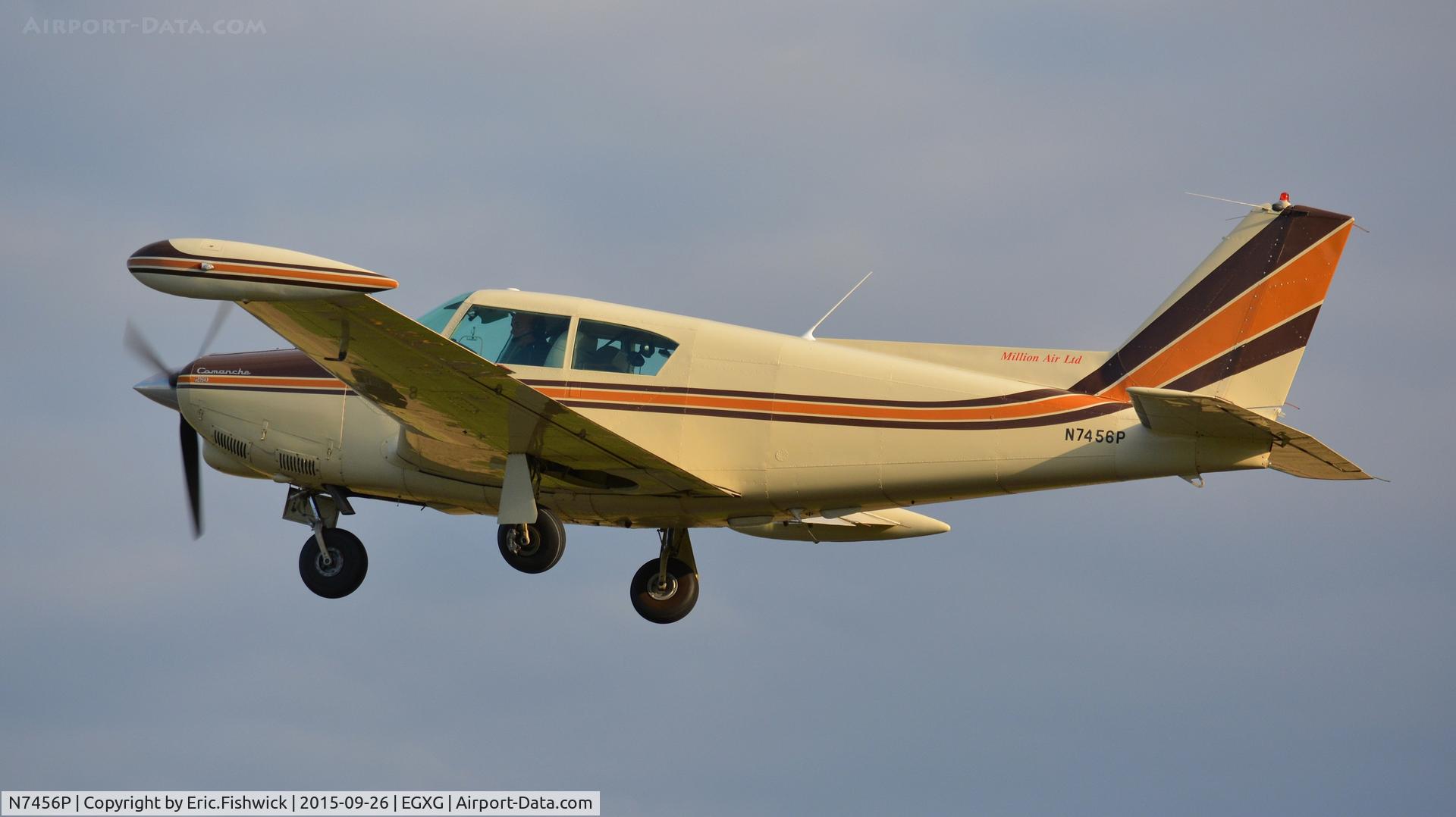 N7456P, 1961 Piper PA-24-250 Comanche C/N 24-2646, 44. N7456P departing The Yorkshire Air Show, Church Fenton, Sept. 2015.