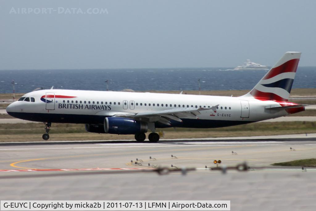 G-EUYC, 2008 Airbus A320-232 C/N 3721, Take off