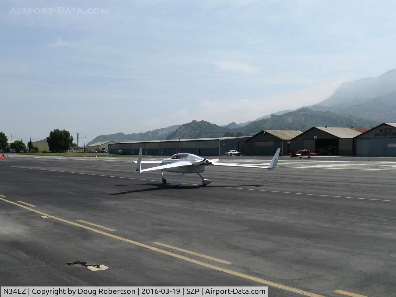 N34EZ, 1998 Rutan VariEze C/N 001 (N34EZ), 1998 Gress RUTAN VARI-EZE CANARD, Continental O-200 100 Hp pusher, taxi to Rwy 22