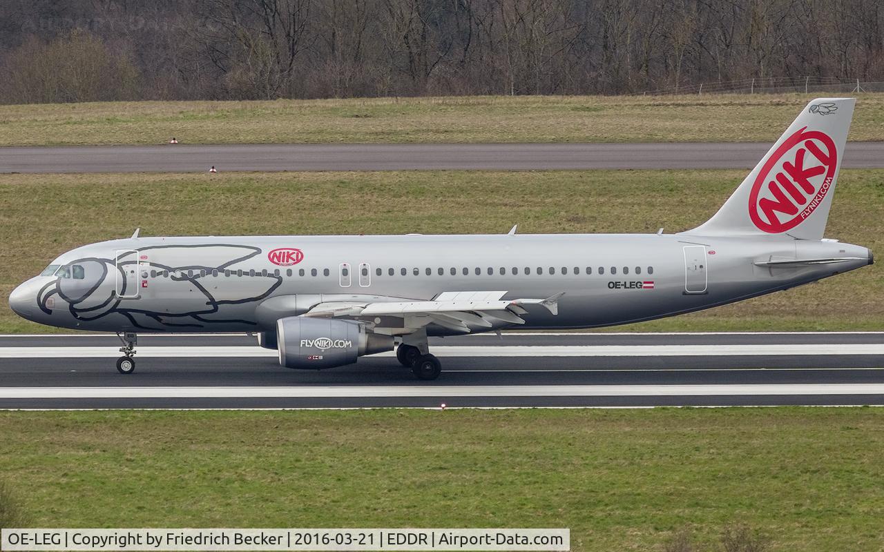 OE-LEG, 2010 Airbus A320-214 C/N 4581, decelerating after touchdown, inbound from Palma
