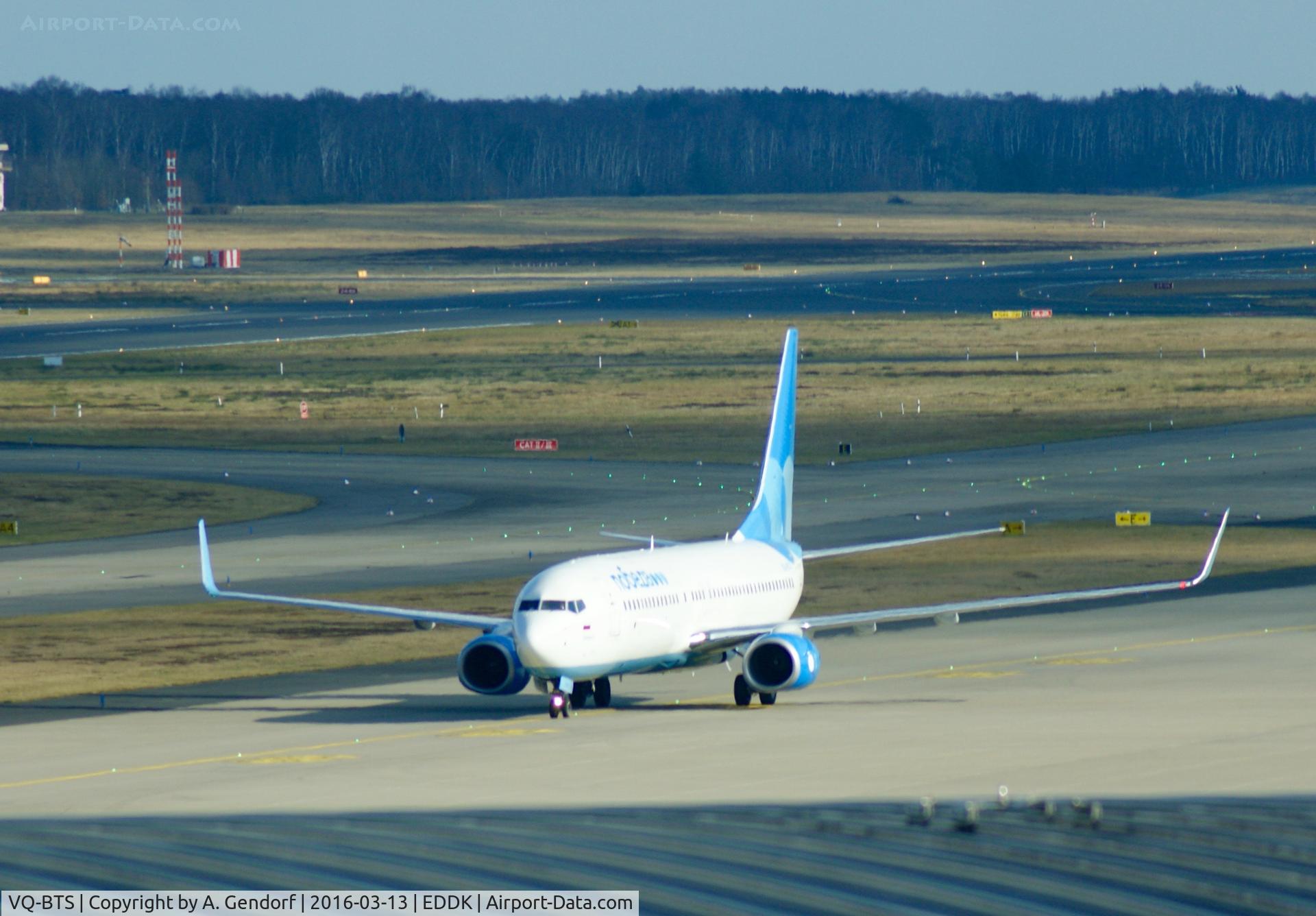 VQ-BTS, 2014 Boeing 737-8FZ C/N 41991, Pobeda, is here taxiing at Köln / Bonn Airport(EDDK)