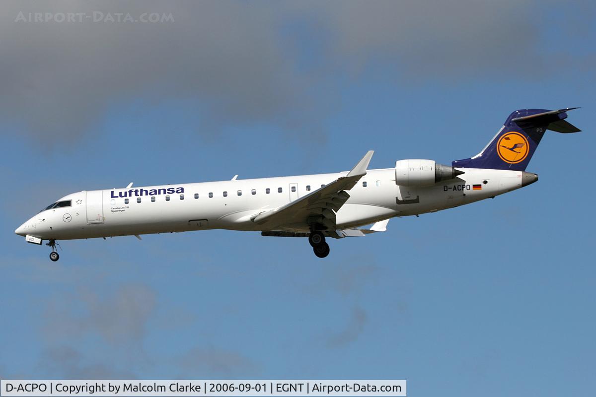 D-ACPO, 2003 Canadair CRJ-701ER (CL-600-2C10) Regional Jet C/N 10085, Canadair CL-600-2C10 Regional Jet at Newcastle Airport, September 1st 2006.