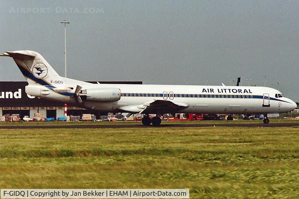 F-GIDQ, 1989 Fokker 100 (F-28-0100) C/N 11269, Schiphol August 1992