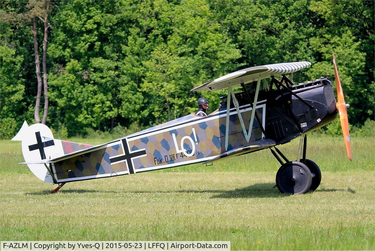 F-AZLM, 2007 Fokker D-VIIF Replica C/N 01MF, Fokker DVIIF replica, Taxiing to parking area, La Ferté-Alais Airfield (LFFQ) Air Show 2015