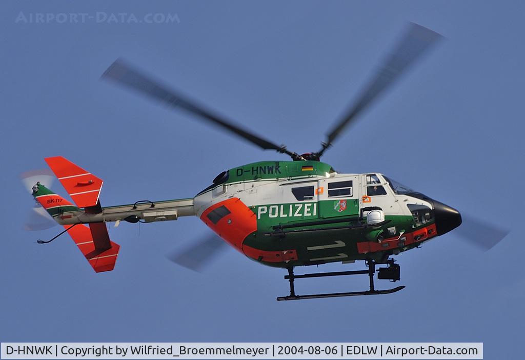 D-HNWK, 1989 Eurocopter-Kawasaki BK-117B-2 C/N 7200, Police NRW / Departing for a mission
