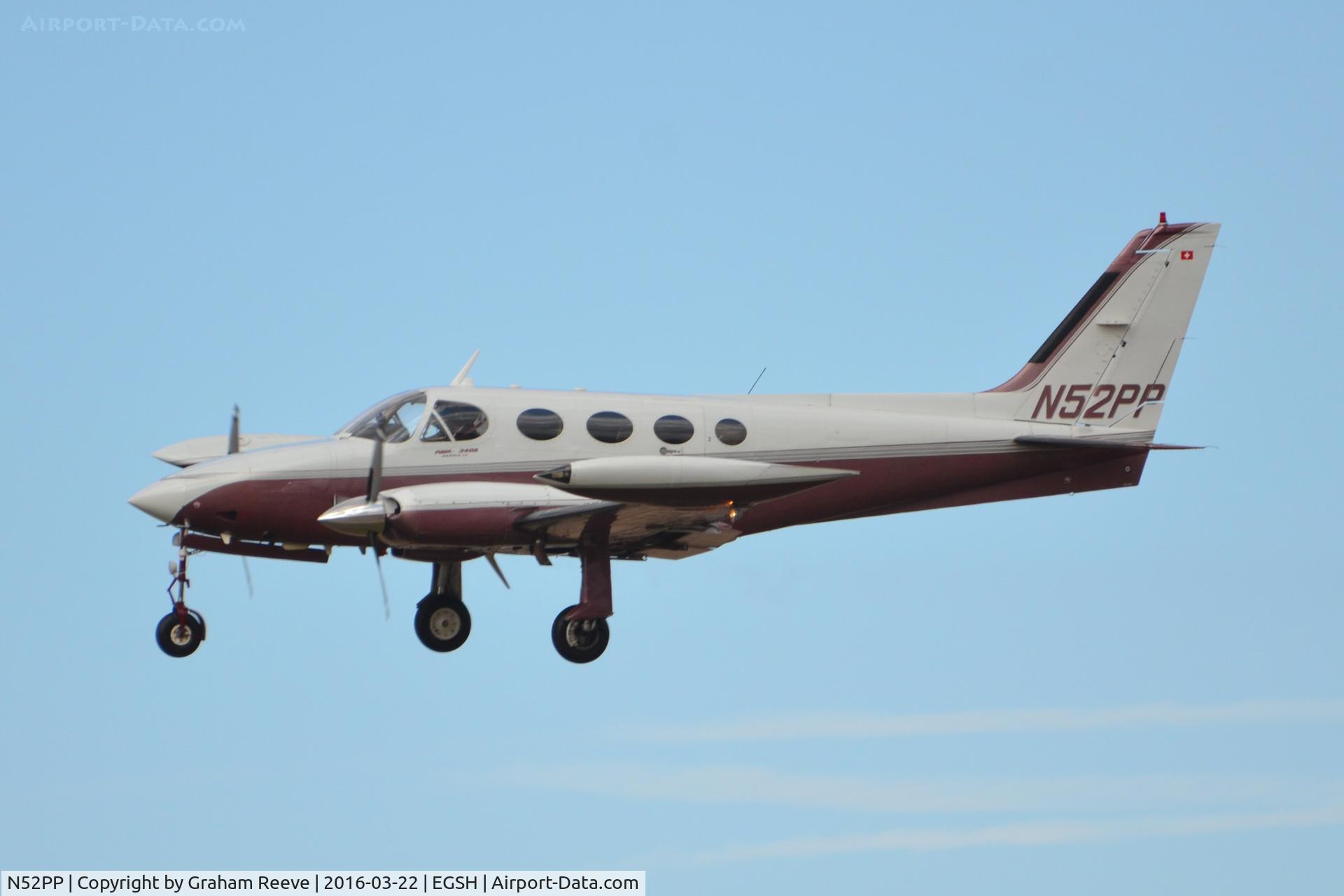 N52PP, 1980 Cessna 340A C/N 340A0987, Landing at Norwich.