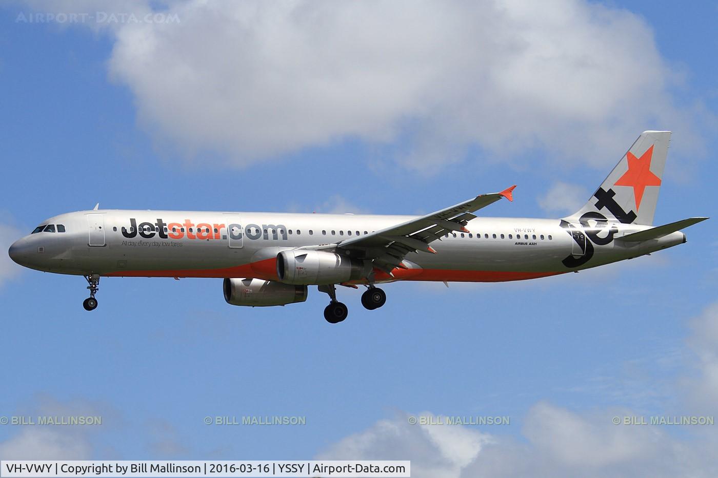 VH-VWY, 2001 Airbus A321-231 C/N 1408, finals to 16R