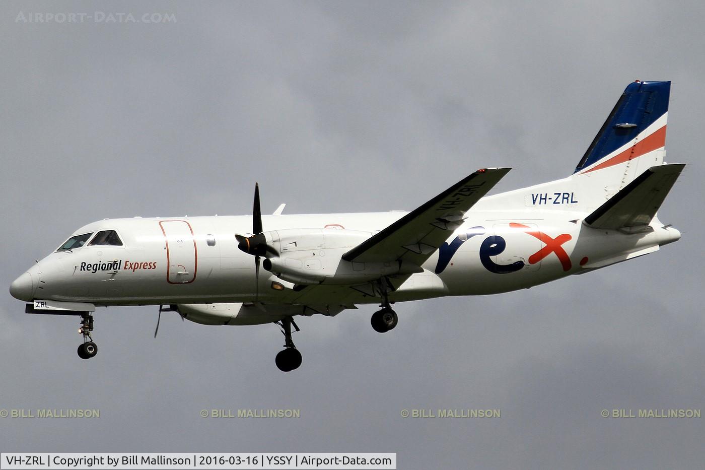 VH-ZRL, 1996 Saab 340B C/N 340B-398, finals to 16R