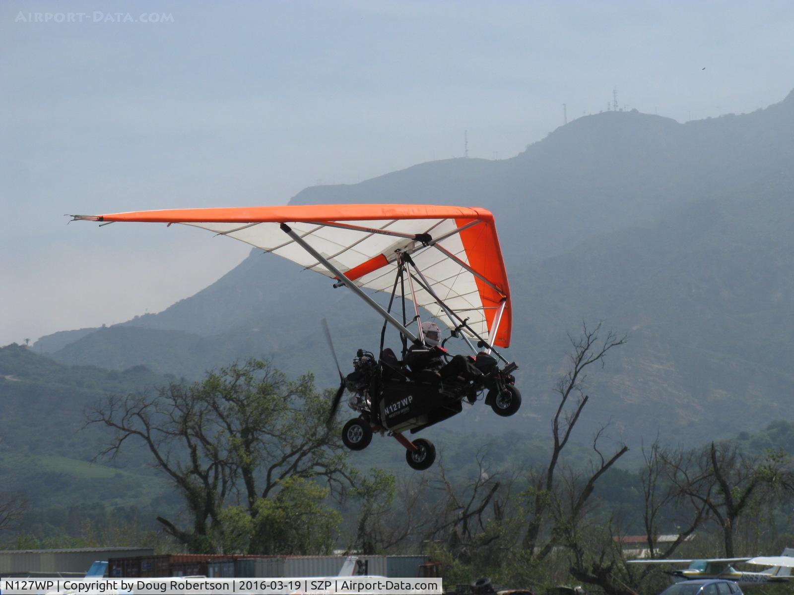 N127WP, 2006 North Wing Apache ST C/N 001, 2007 North Wing Design APACHE ST weight-shift control Experimental class trike, Rotax 582UL-99 64 Hp pusher, has BRS Ballistic Recovery System, takeoff climb Rwy 22