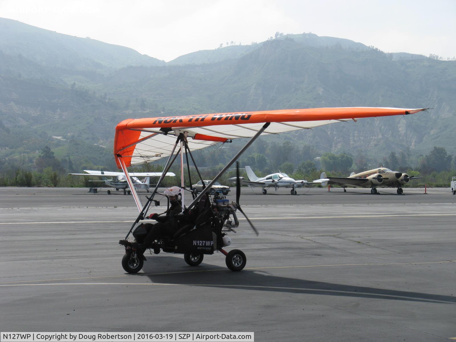 N127WP, 2006 North Wing Apache ST C/N 001, 2006 North Wing Design APACHE ST weight-shift control Experimental class trike, Rotax 582UL-99 64 Hp pusher, two-place, has BRS Ballistic Recovery System, taxi to Rwy 22 from hangar