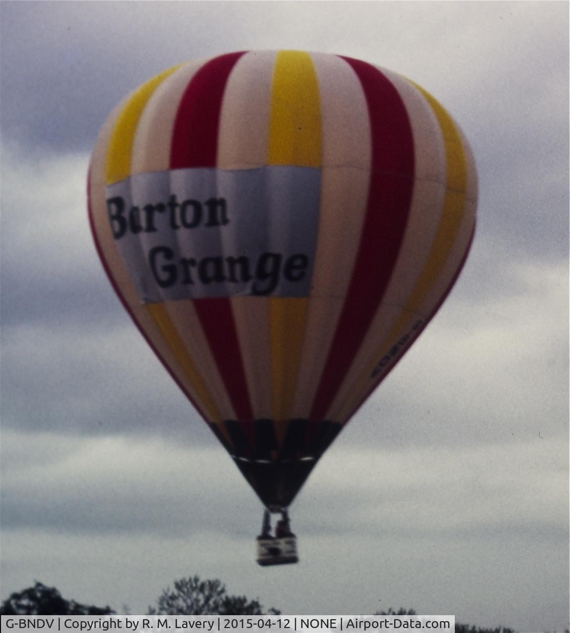 G-BNDV, 1987 Cameron Balloons N-77 C/N 1427, G-BNDV flight from Ormskirk to Skelmersdale