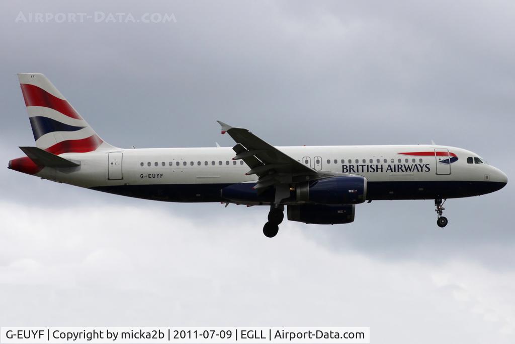 G-EUYF, 2010 Airbus A320-232 C/N 4185, Landing