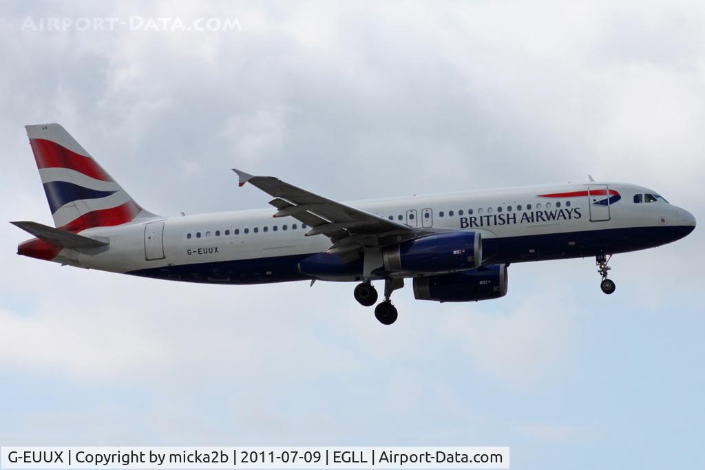 G-EUUX, 2008 Airbus A320-232 C/N 3550, Landing