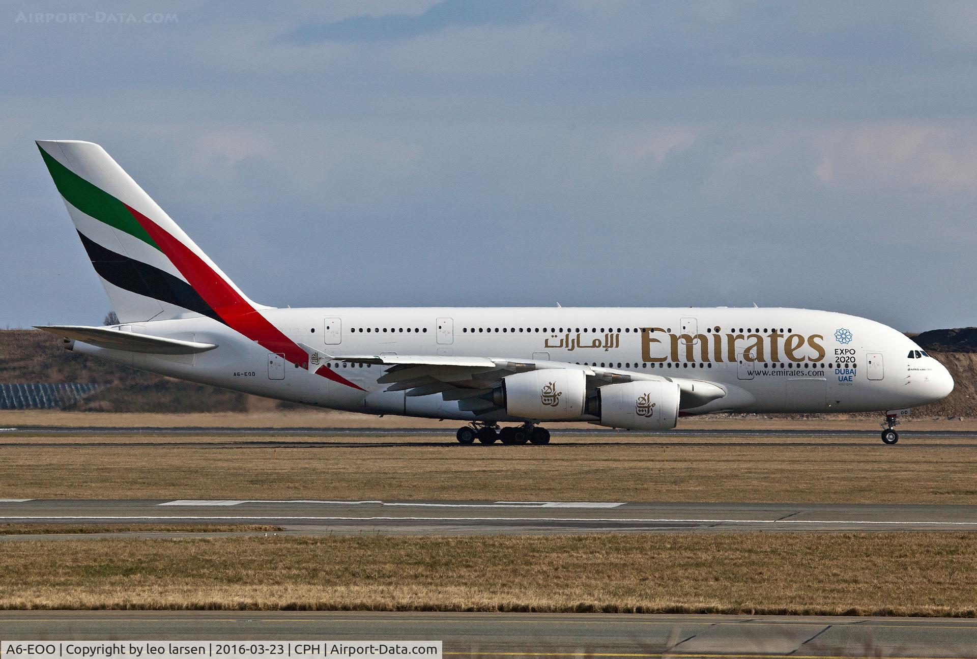 A6-EOO, 2015 Airbus A380-861 C/N 0190, Copenhagen 23.3.16