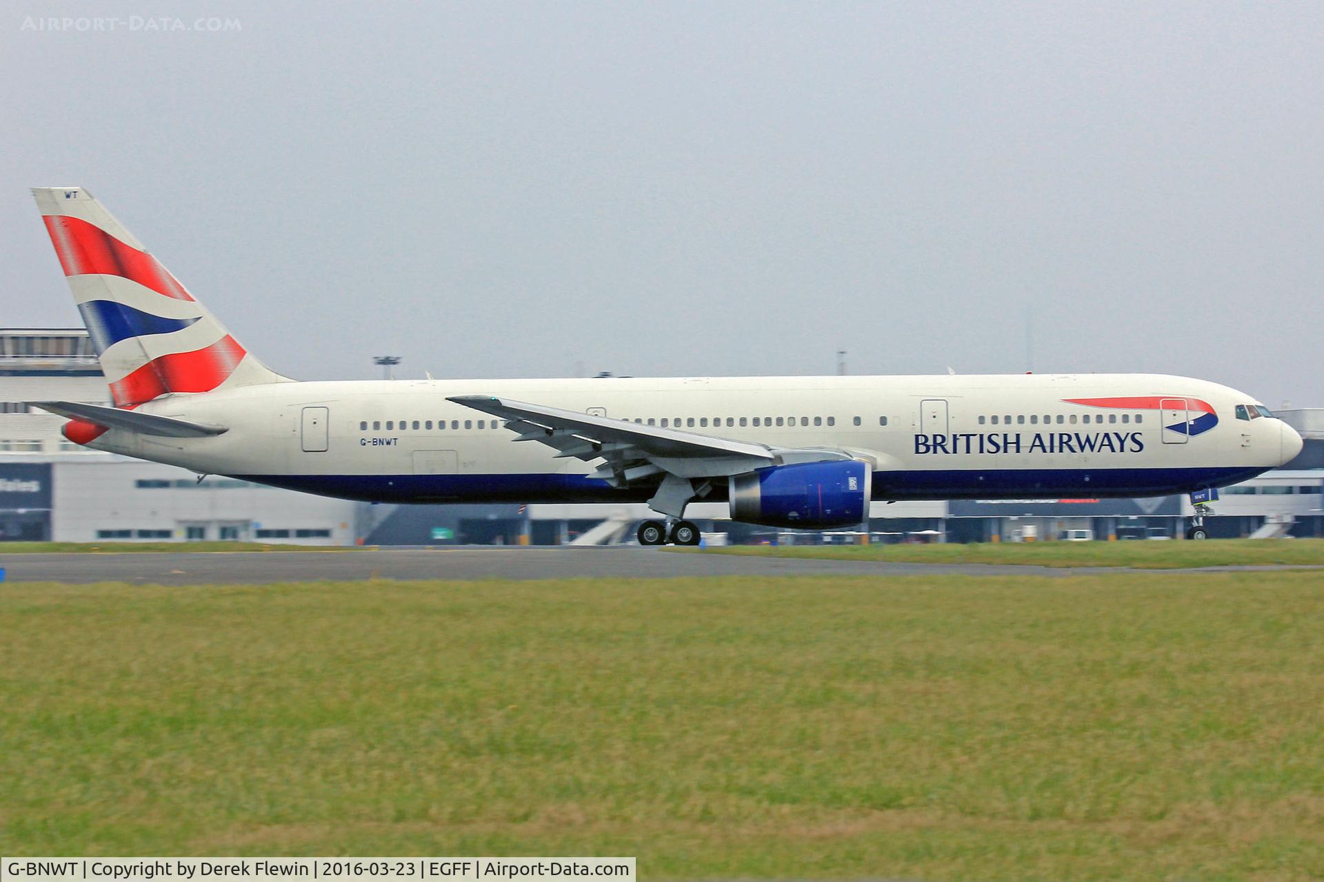 G-BNWT, 1992 Boeing 767-336 C/N 25828, 767-336, British Airways Cardiff based, callsign Speedbird 9153, seen departing runway 12 for Orlando Sanford for scrapping.