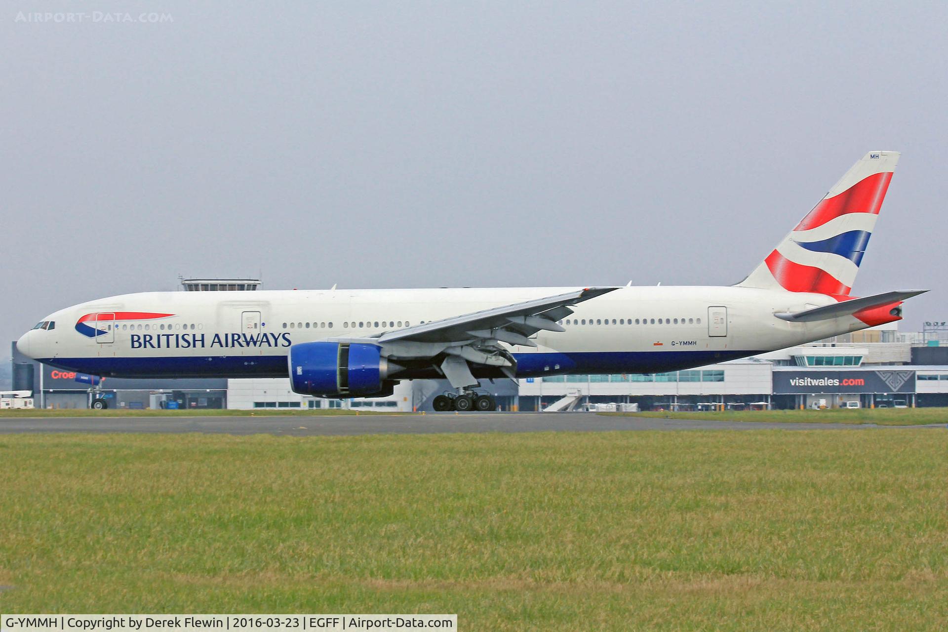 G-YMMH, 2000 Boeing 777-236/ER C/N 30309, 777-236ER, British Airways London Heathrow based, callsign Speedbird 9171, seen arriving on runway 30 out of Heathrow, to BAMF,  note the open reverse thruster doors.