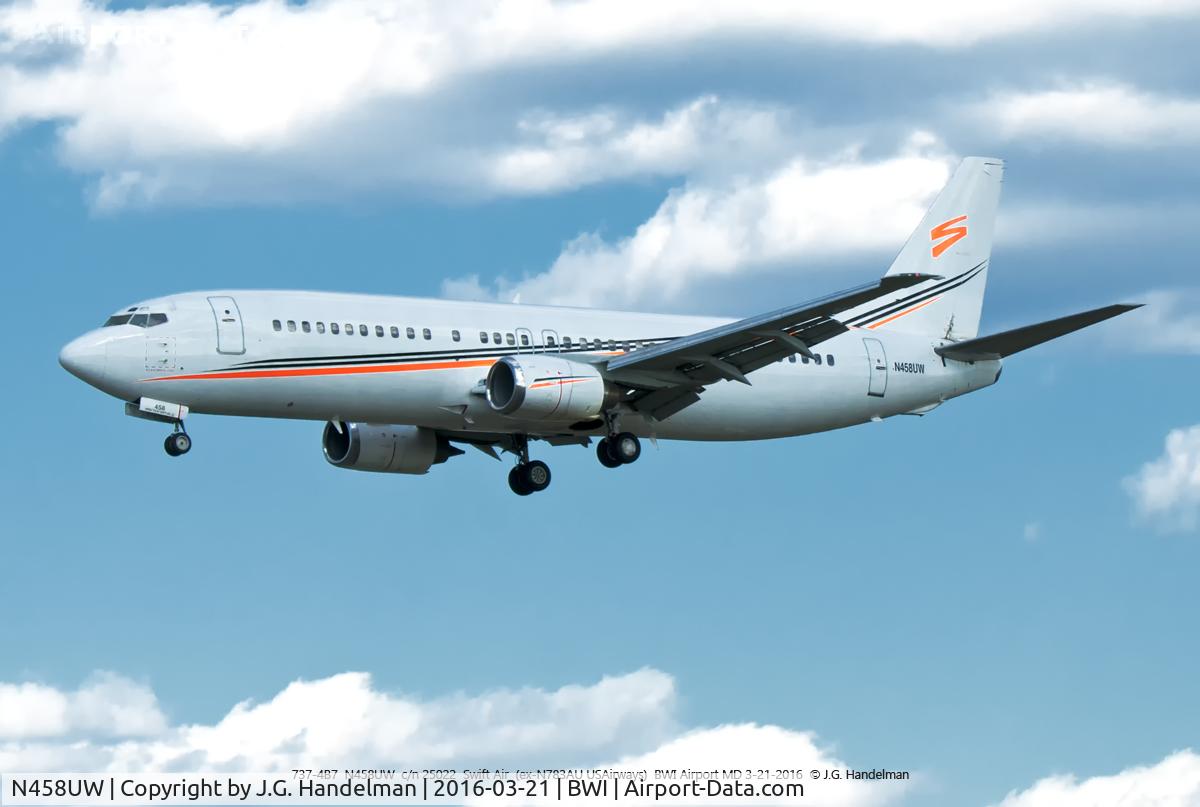 N458UW, 1991 Boeing 737-4B7 C/N 25022, On final to 33L.