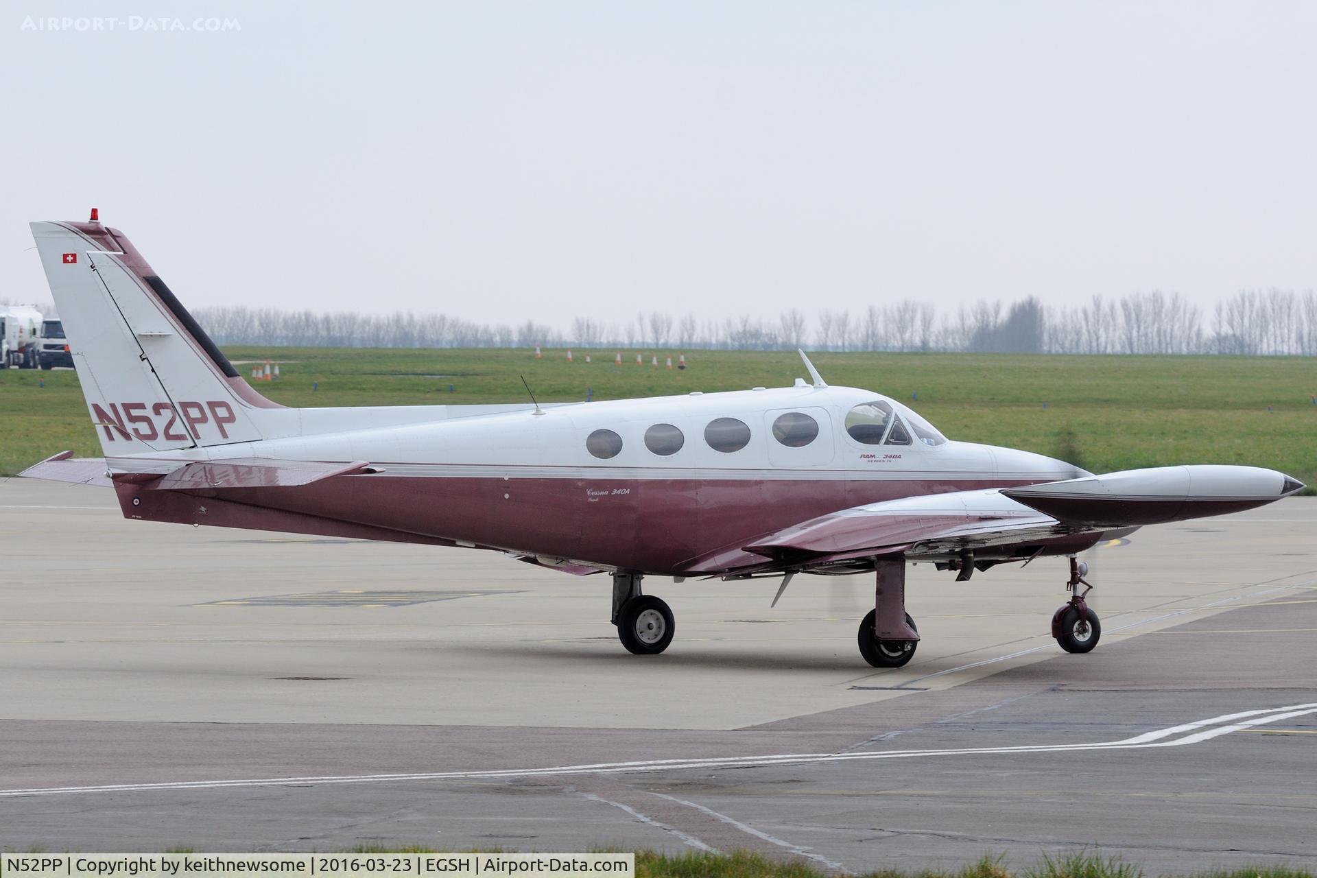 N52PP, 1980 Cessna 340A C/N 340A0987, Leaving Norwich.