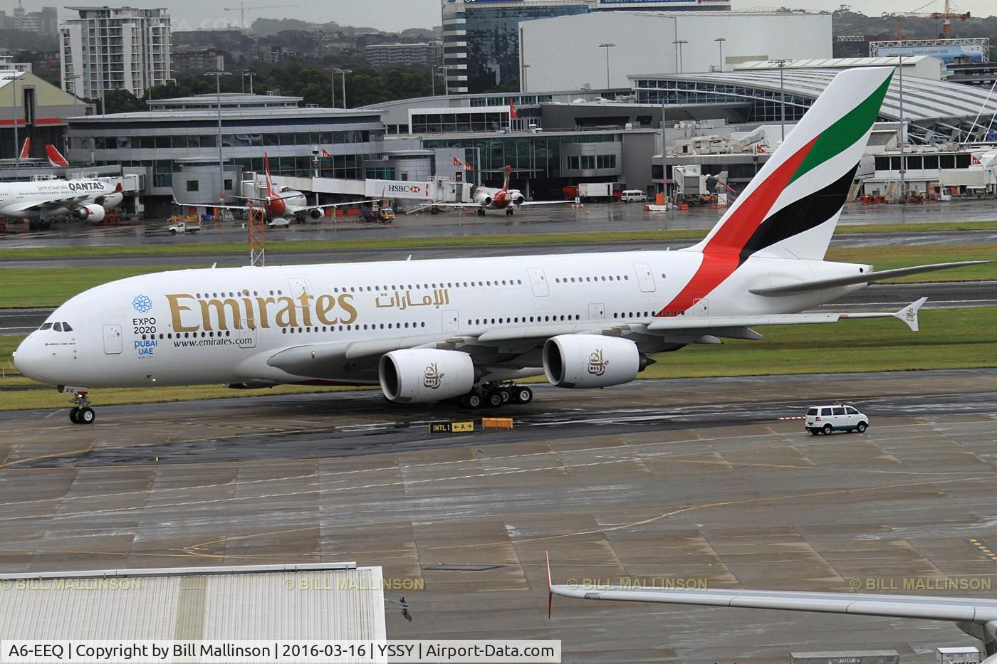 A6-EEQ, 2013 Airbus A380-861 C/N 141, taxi to 16R as EK412
