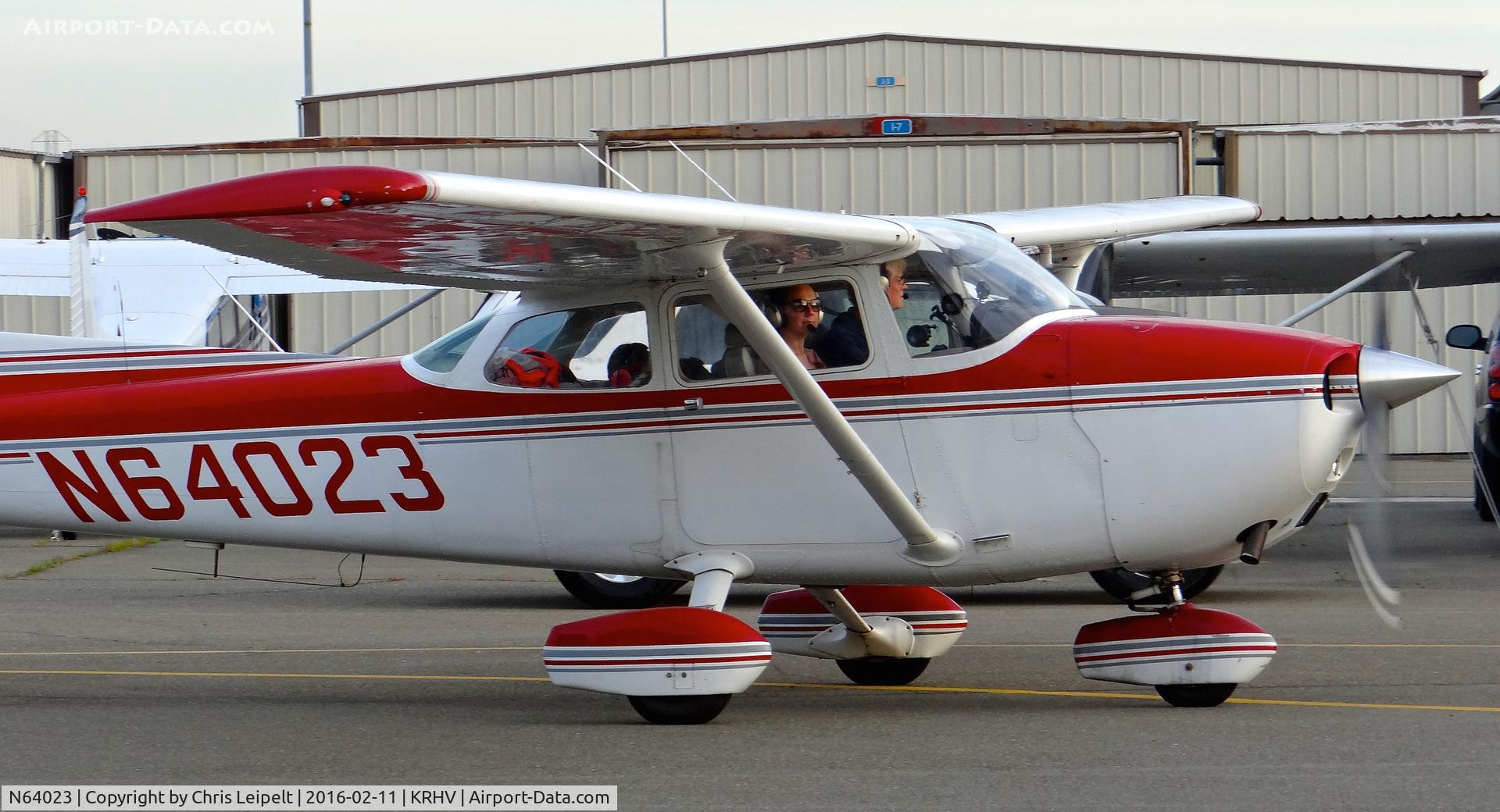 N64023, 1975 Cessna 172M C/N 17264969, Locally-based 1975 Cessna 172M taxing out for a local VFR departure at Reid Hillview Airport, San Jose, CA.