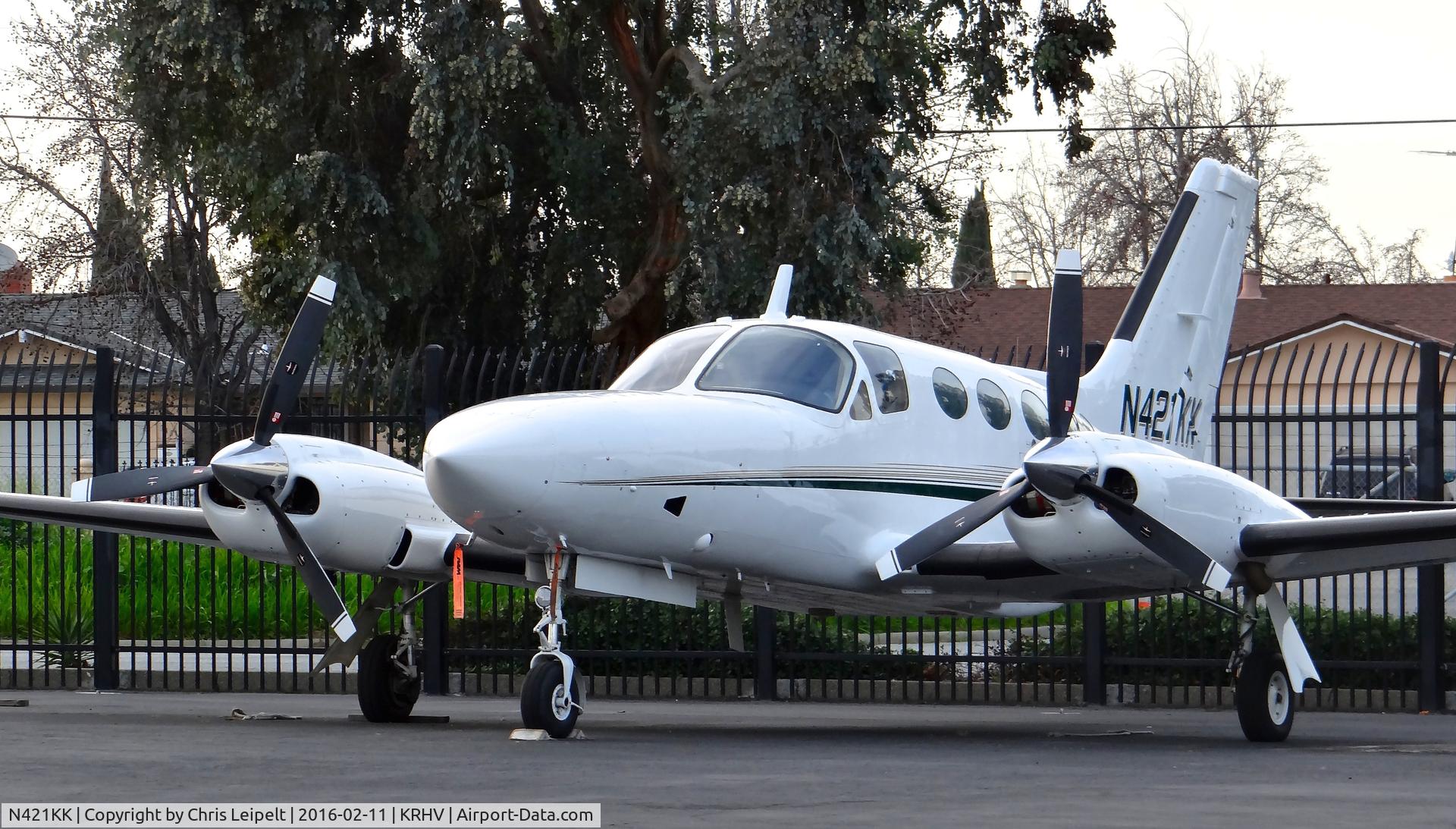 N421KK, Cessna 421C Golden Eagle C/N 421C0633, Locally-based Cessna 421C parked on the Lafferty ramp (it's for sale) at Reid Hillview Airport, San Jose, CA.